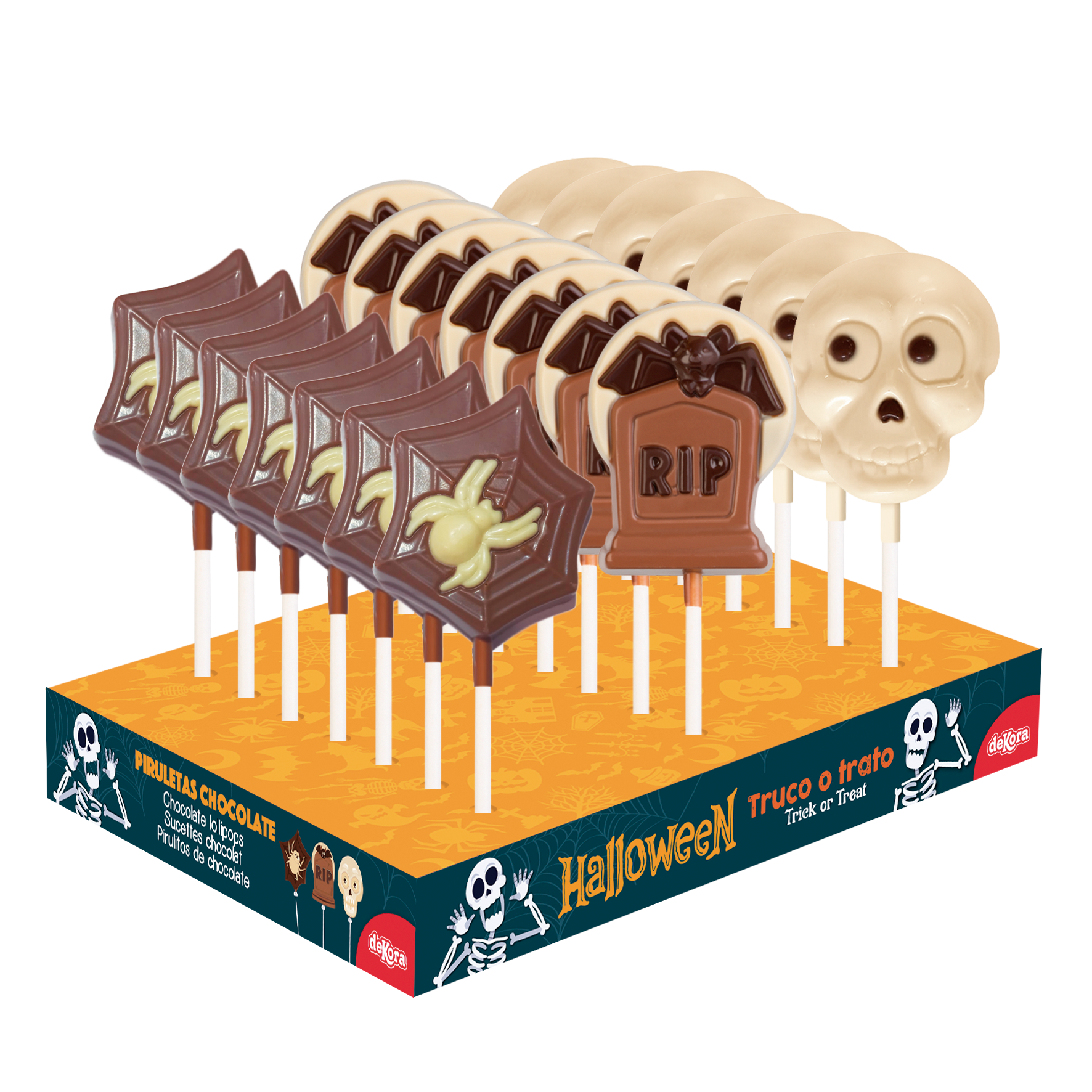 PIRULETAS CHOCOLATE SURTIDO HALLOWEEN  3 MOD.SURT. 25GR