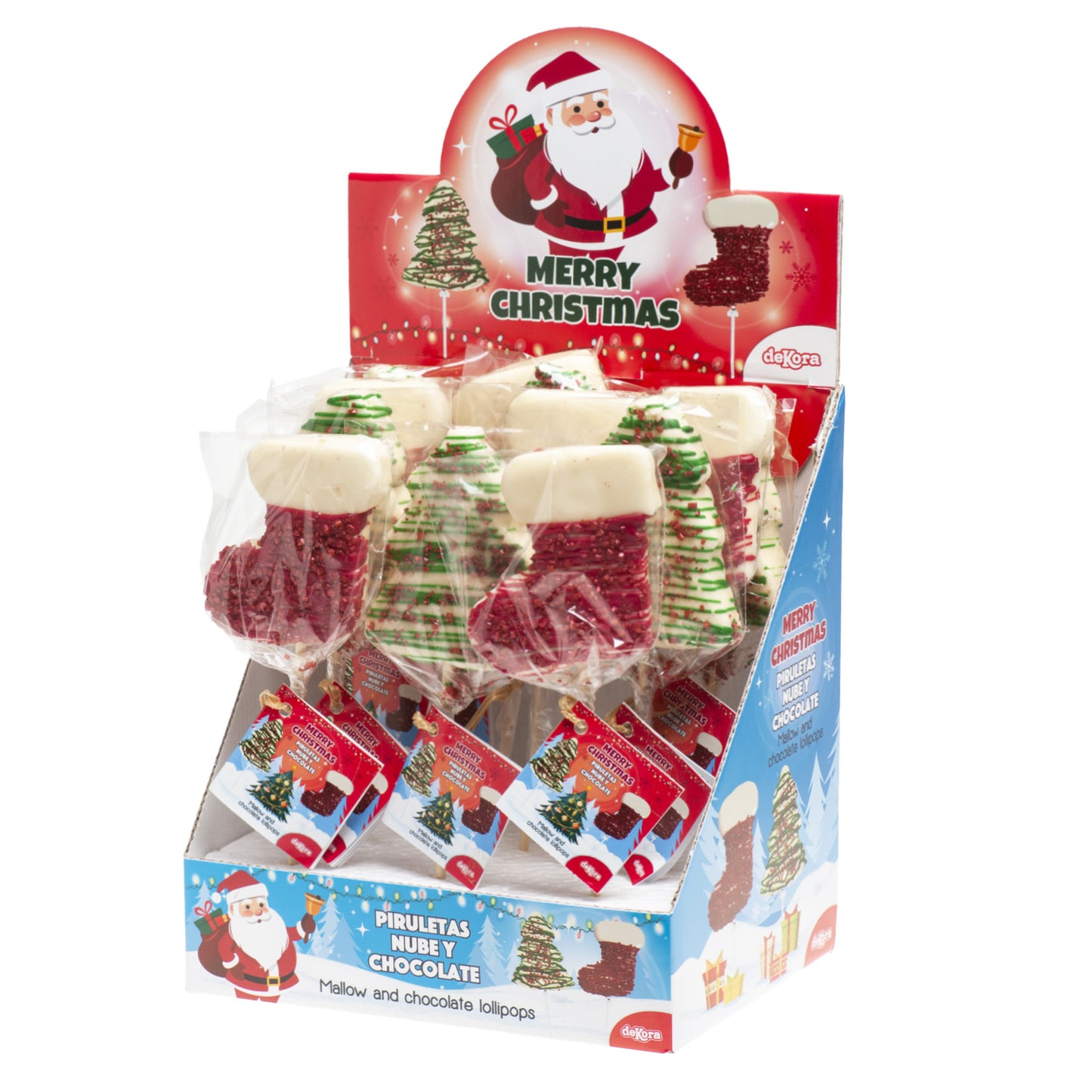 PIRULETA NUBE Y CHOCOLATE SURTIDO BOTA Y ÁRBOL NAVIDAD 30GR