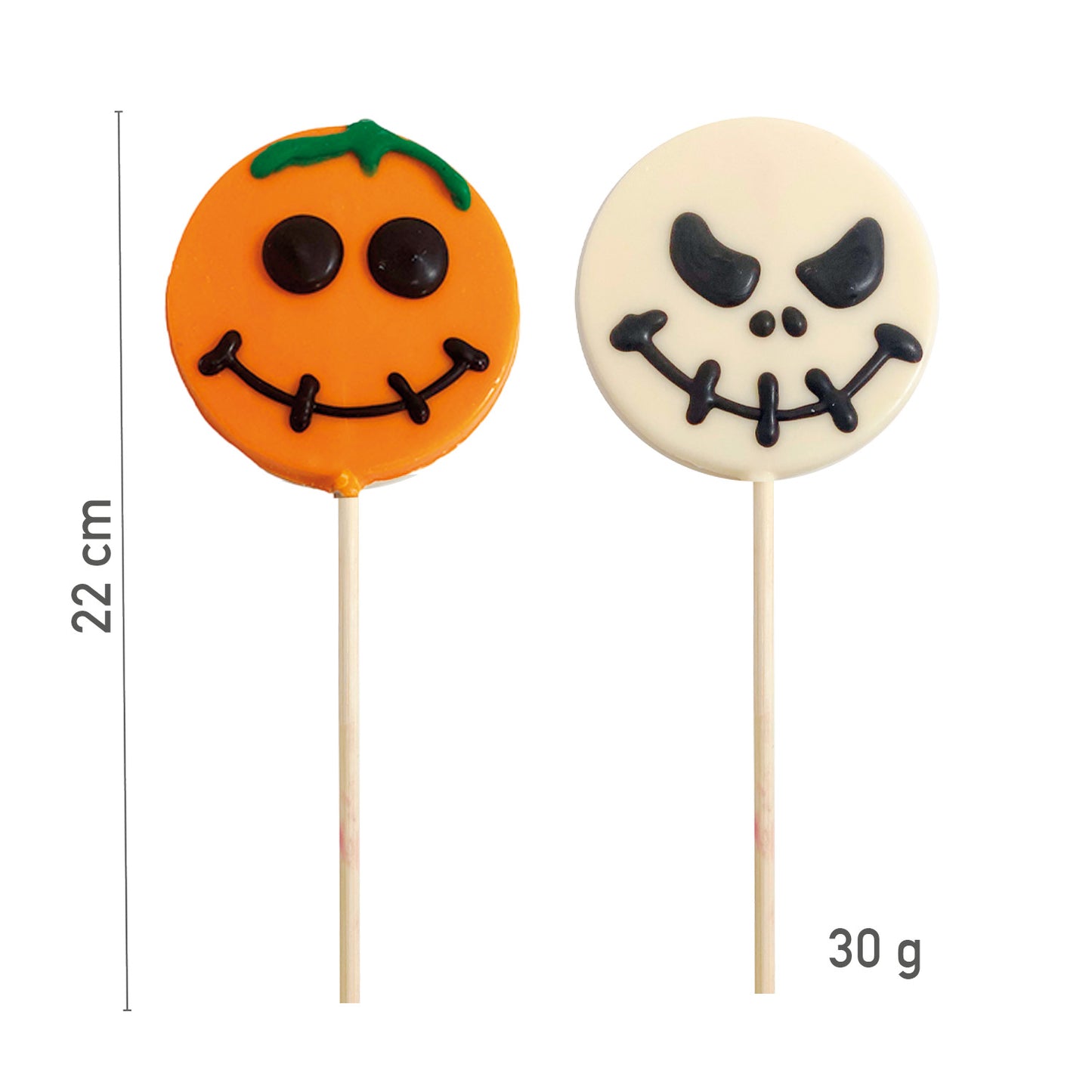 PIRULETAS COBERTURA BLANCA DECORADA CALABAZA & CALAVERA 30GR
