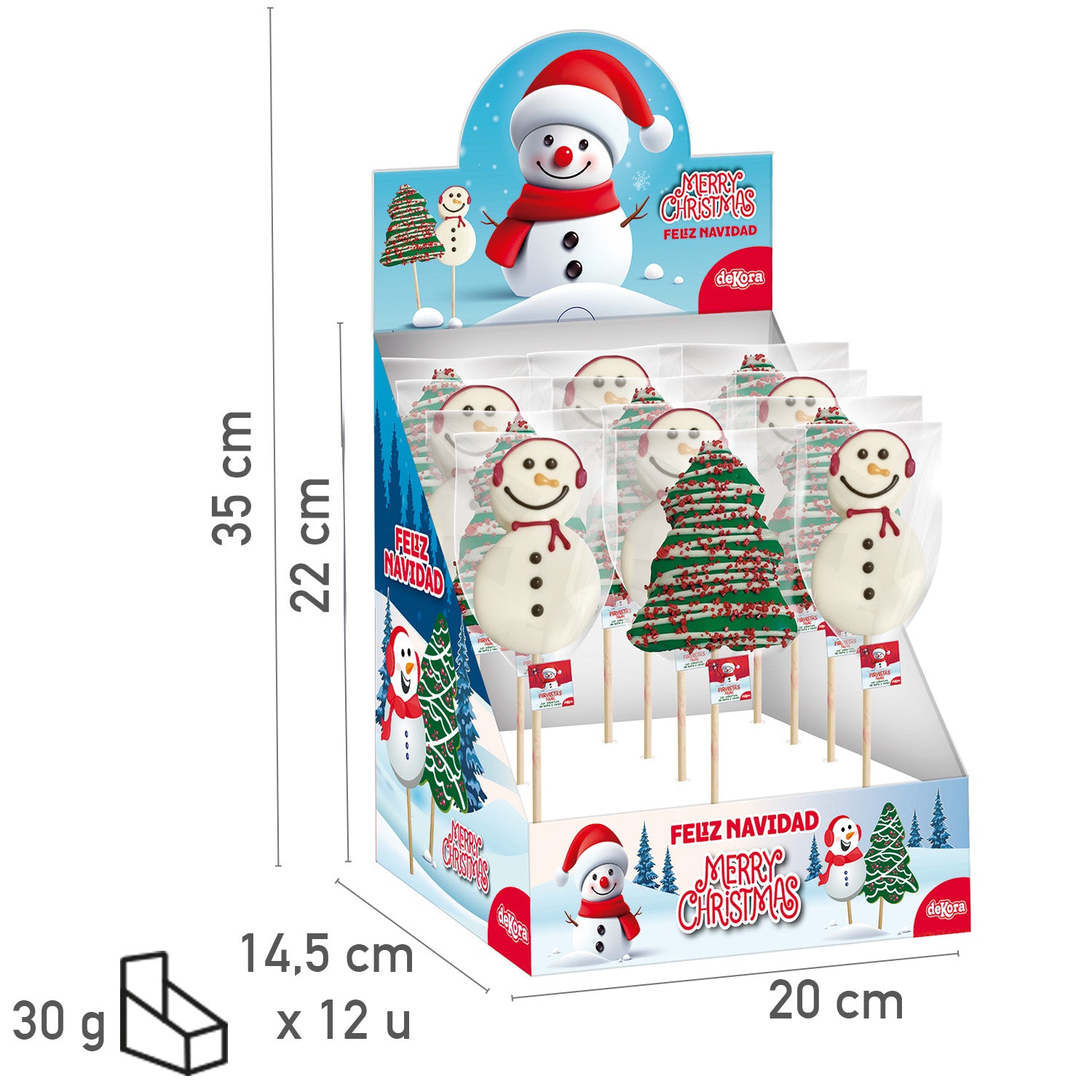 CHUPA-CHUPA DE MALVA E CHOCOLATE ÁRVORE E BONECO DE NEVE 30G