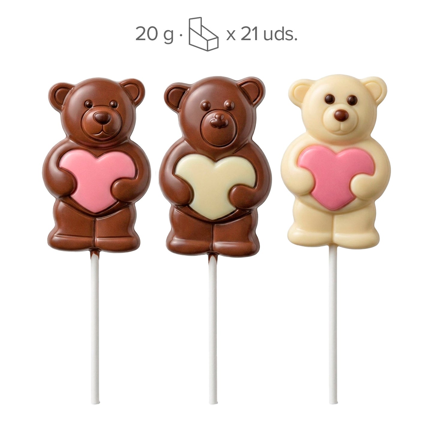 LECCA LECCA AL CIOCCOLATO ORSO CUORE ROSA 20GR