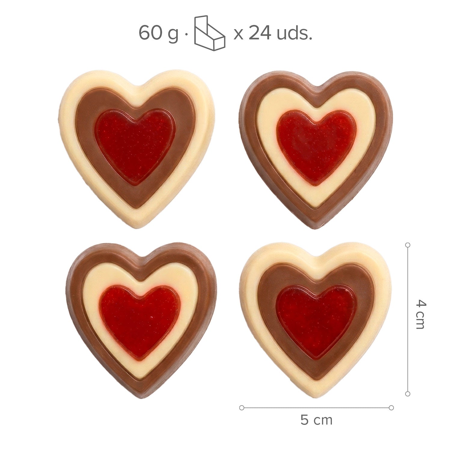 BOX OF 4 CHOCOLATE HEARTS 60G