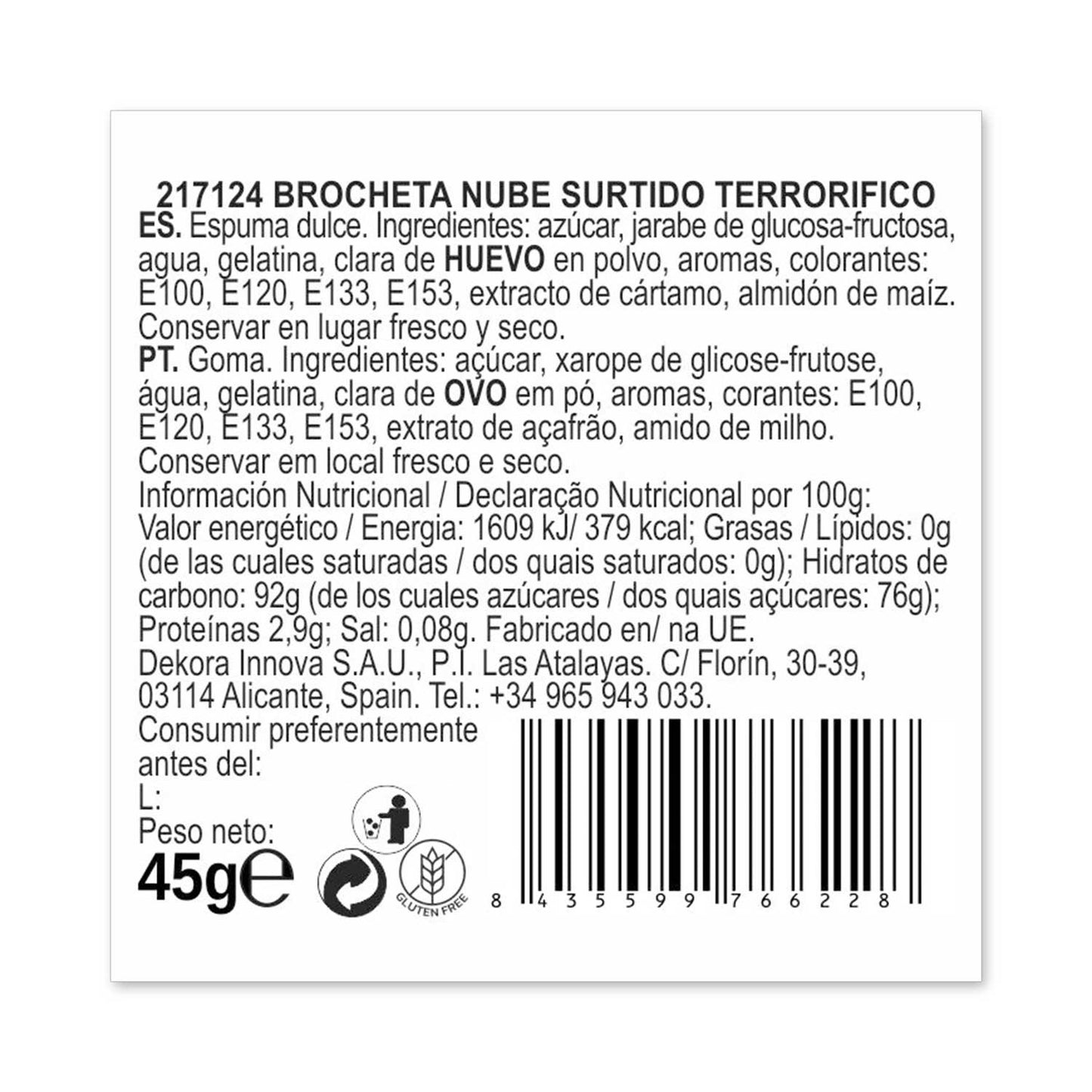 ASSORTIMENTO DI NUVOLE DI BROCHETE HALLOWEEN 45GR