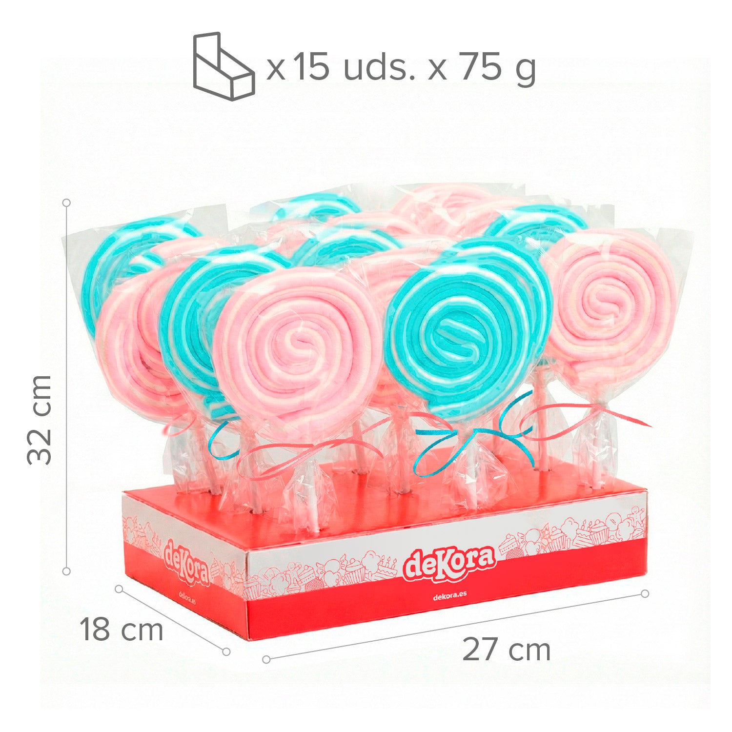 BLUE AND PINK MALLOW LOLLIPOP 75 GR