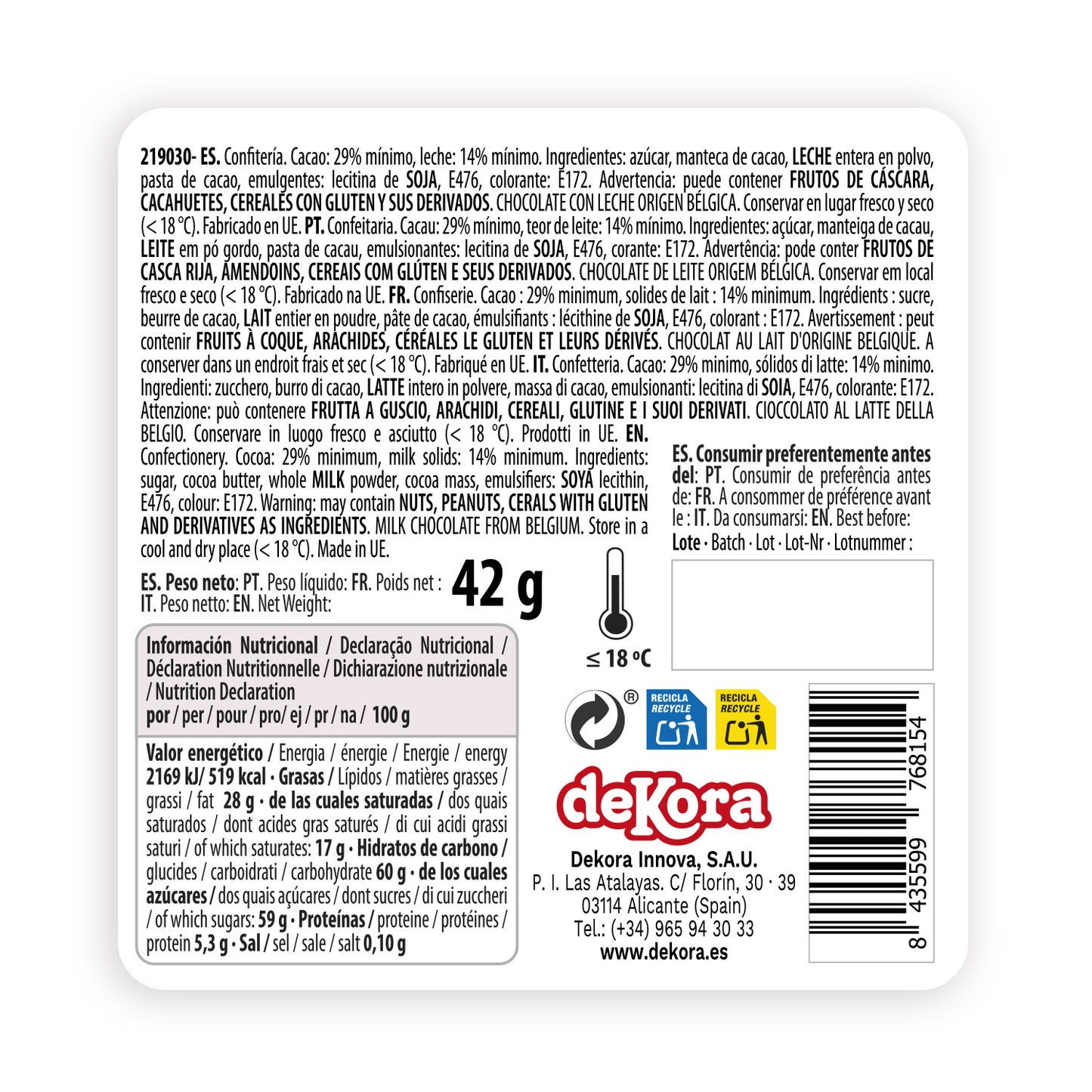 CUORE DI CIOCCOLATO POLVERIZZATO 42GR