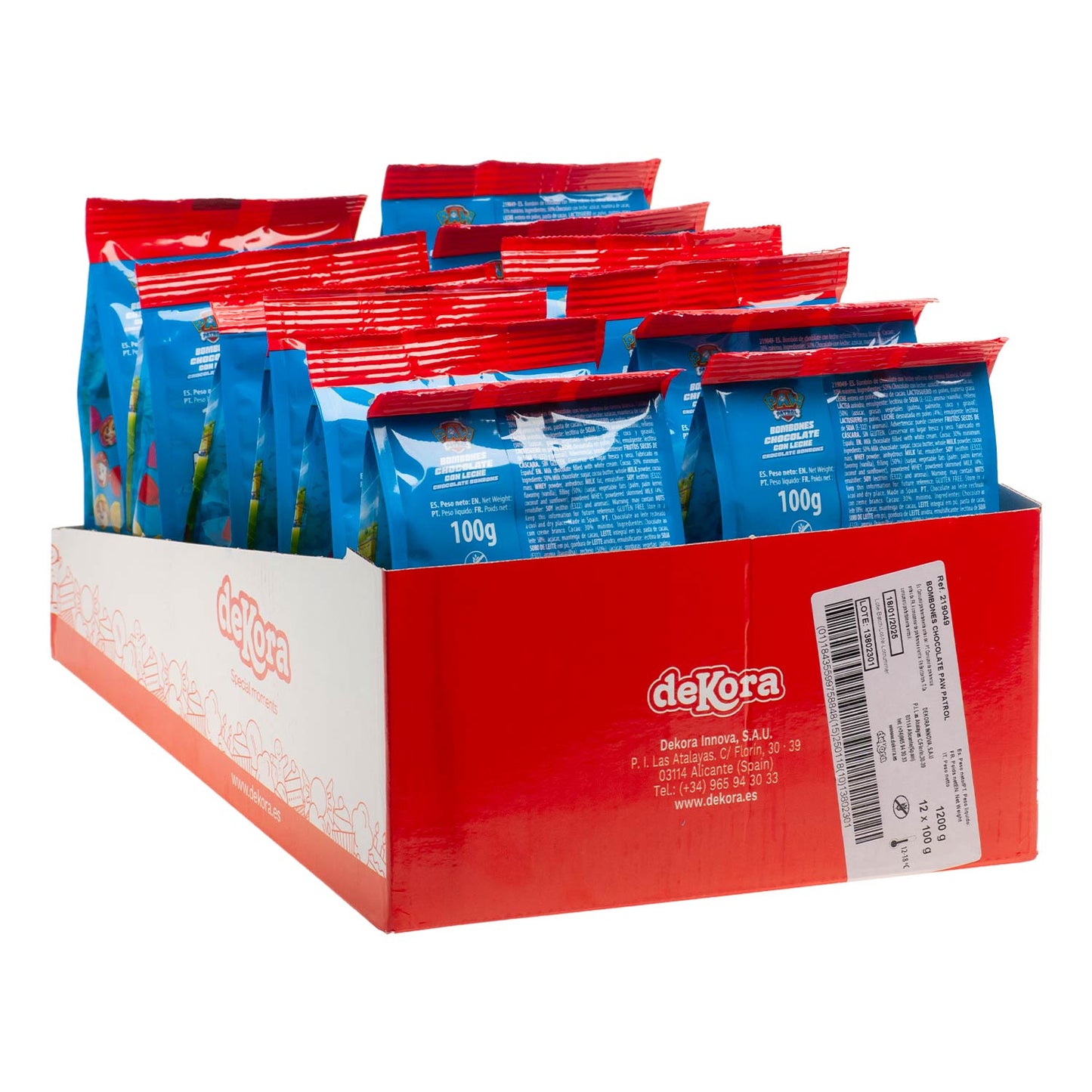 BOLSA BOMBONES CHOCOLATE RELLENOS PAW PATROL 100 GR