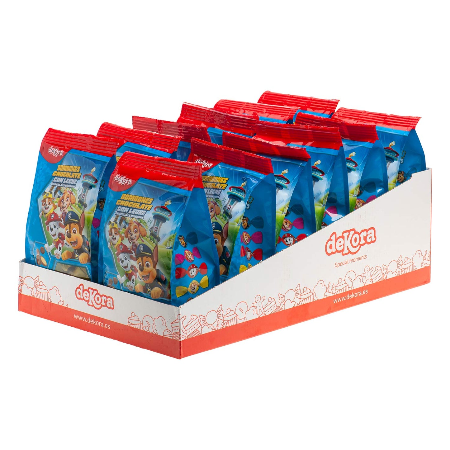 BOLSA BOMBONES CHOCOLATE RELLENOS PAW PATROL 100 GR