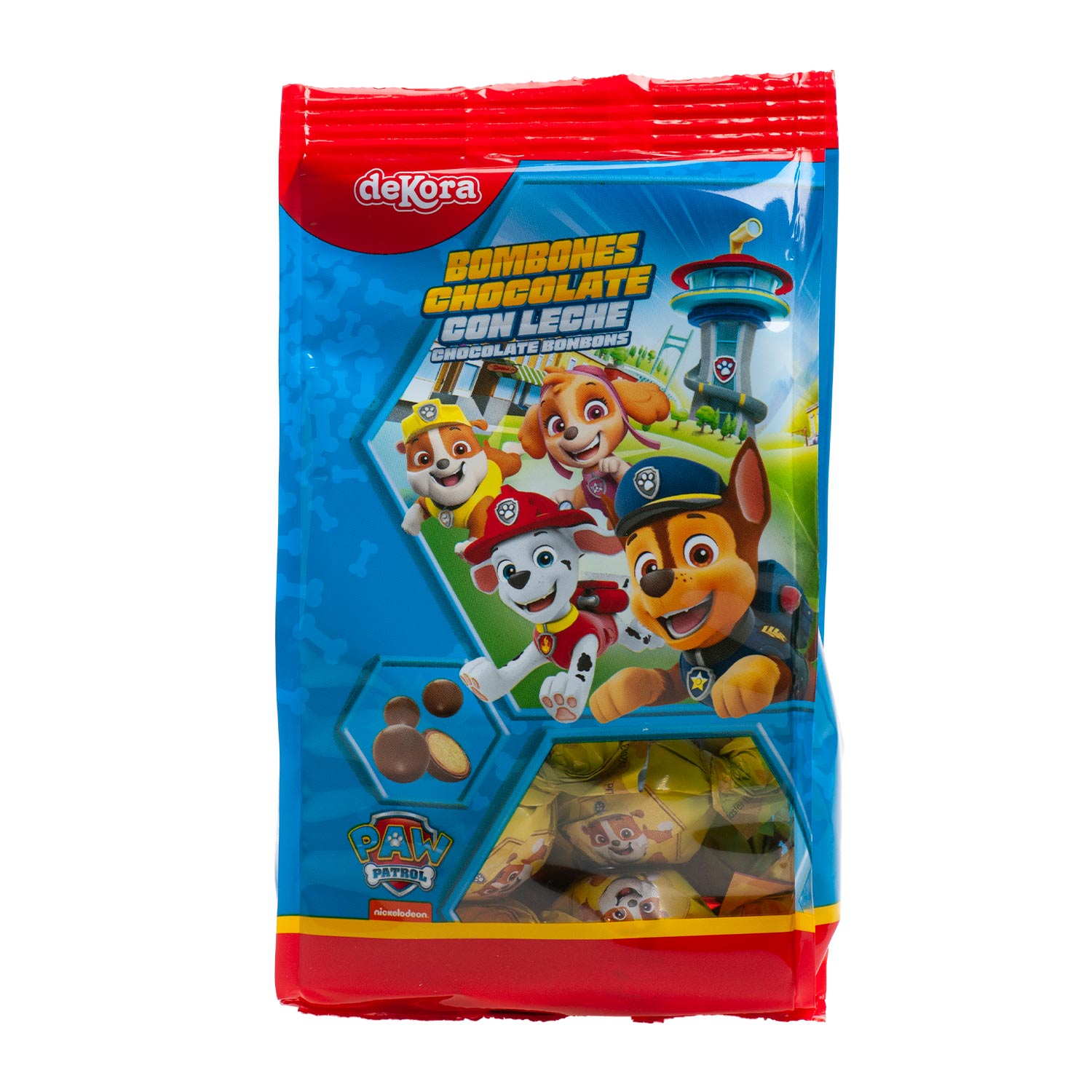 BOLSA BOMBONES CHOCOLATE RELLENOS PAW PATROL 100 GR