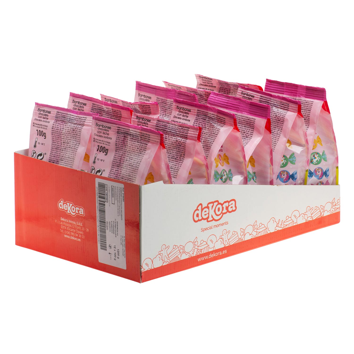 BOLSA BOMBONES CHOCOLATE RELLENOS UNICORNIO TESIA 100 GR