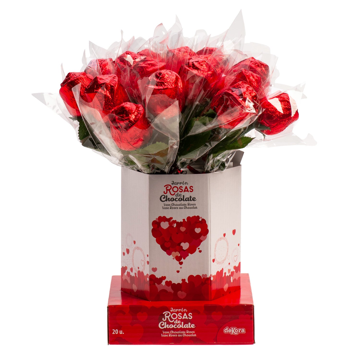 JARRÓN CON 20 ROSAS DE CHOCOLATE DE 18GR