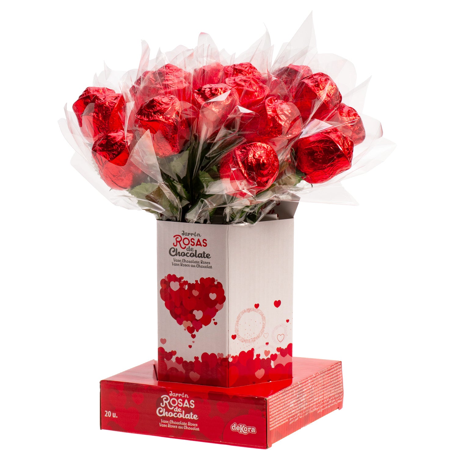 JARRÓN CON 20 ROSAS DE CHOCOLATE DE 18GR