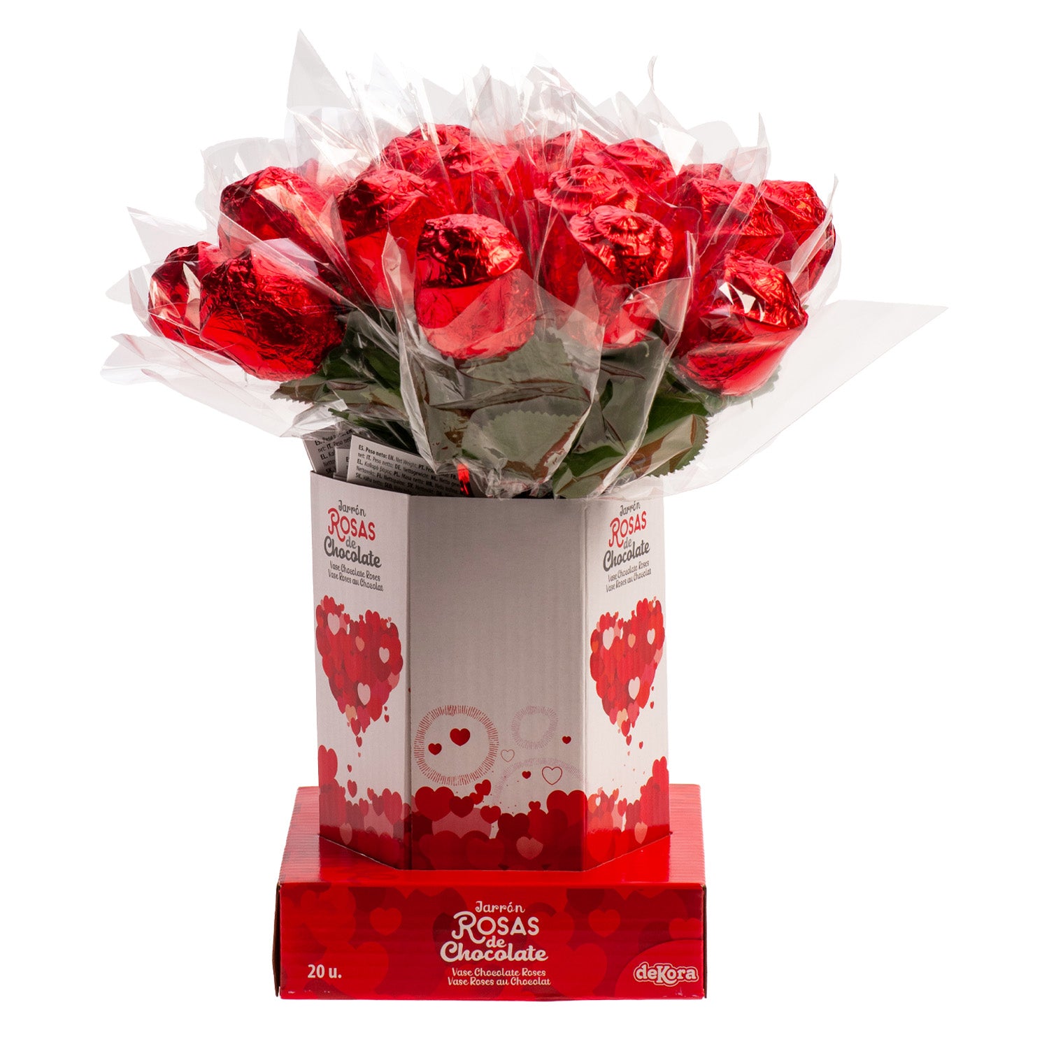 JARRÓN CON 20 ROSAS DE CHOCOLATE DE 18GR