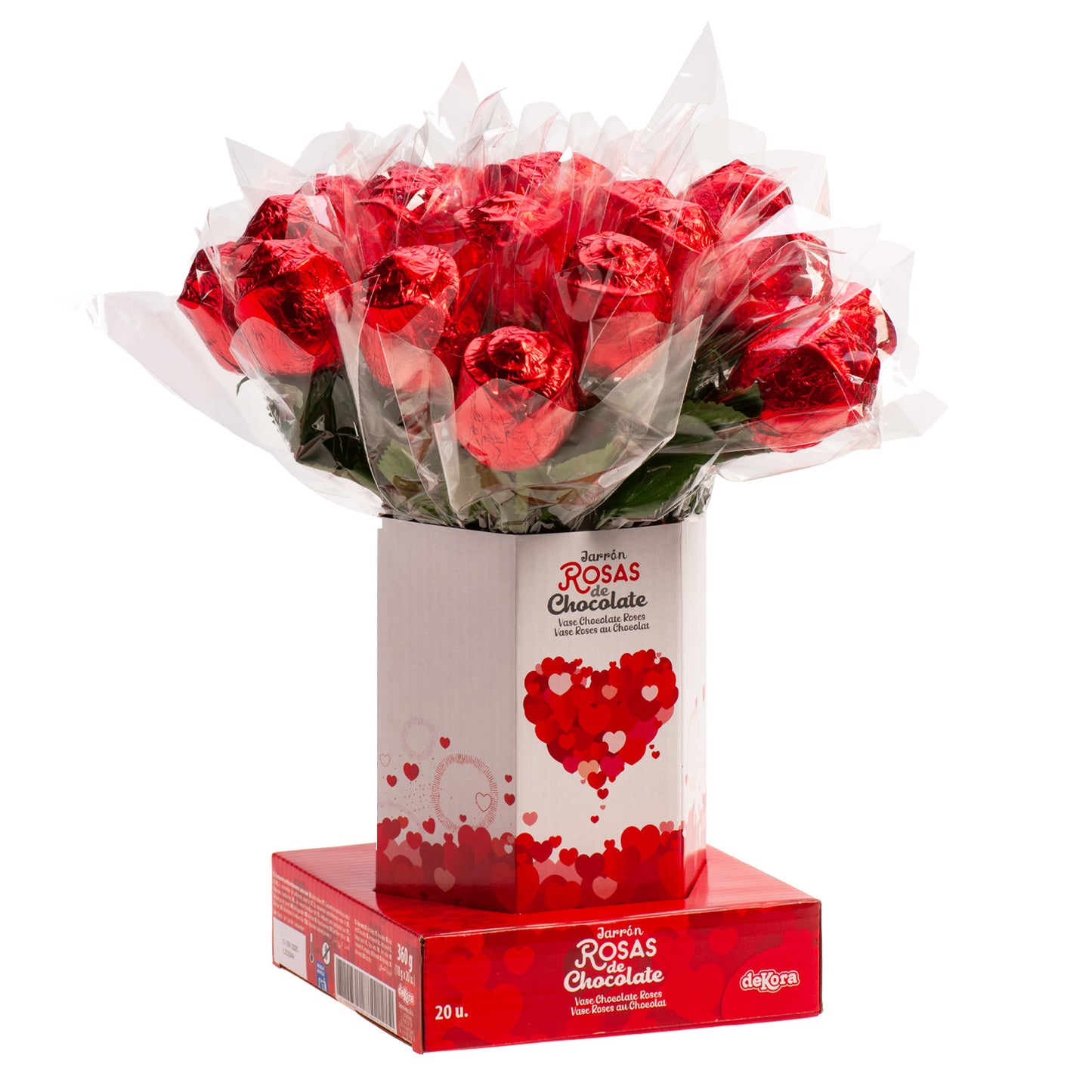JARRÓN CON 20 ROSAS DE CHOCOLATE DE 18GR
