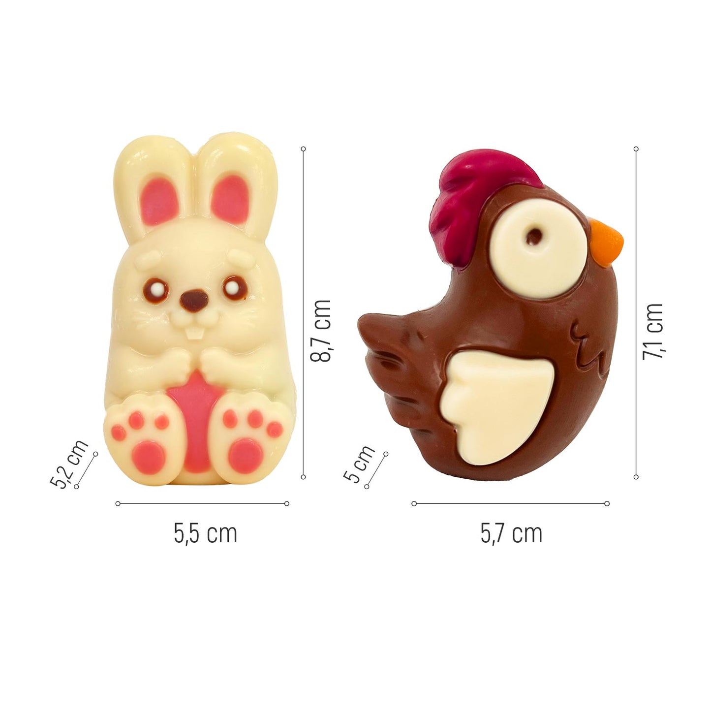 SURTIDO 3D CONEJITO Y GALLINA CHOCOLATE 55 GR