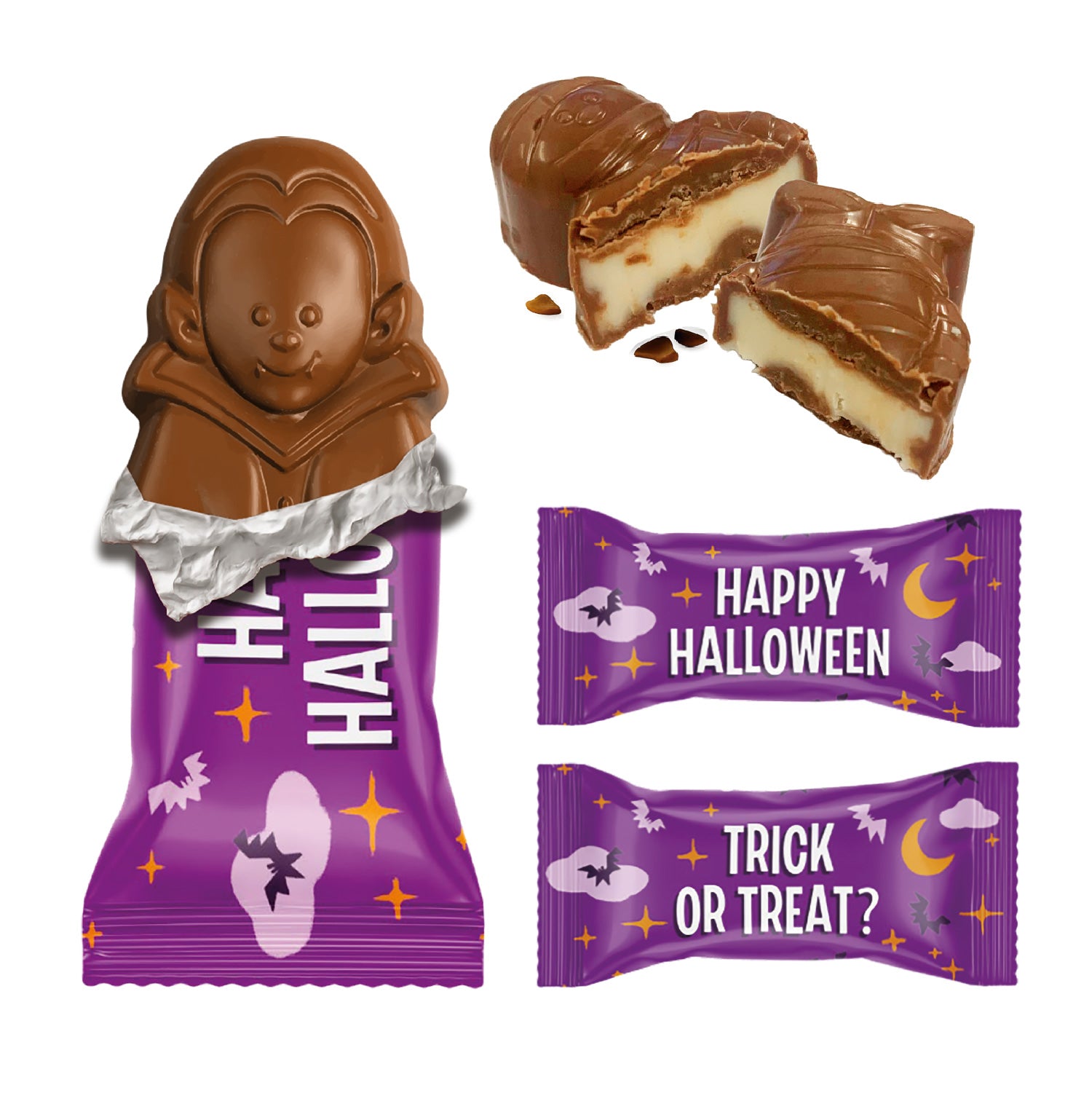 CHOCOLATES RELLENOS DE CREMA DE LECHE HAPPY HALLOWEEN 80GR