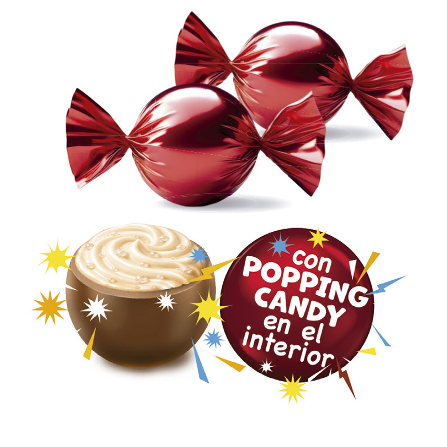 BOMBONES NAVIDEÑOS CON POPPING CANDY 90GR