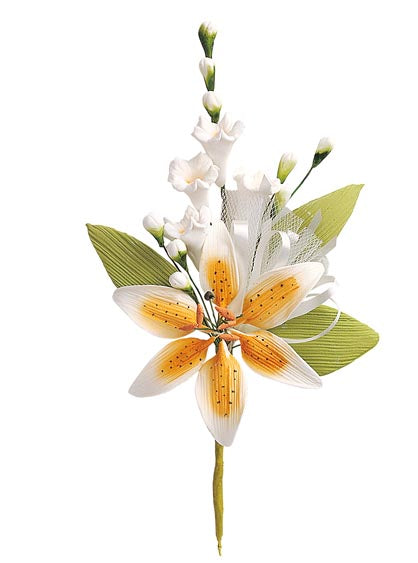 RAMO DECORACION AZUCAR SURTIDO FLROES BLANCAS B3 15CM ALAMBR