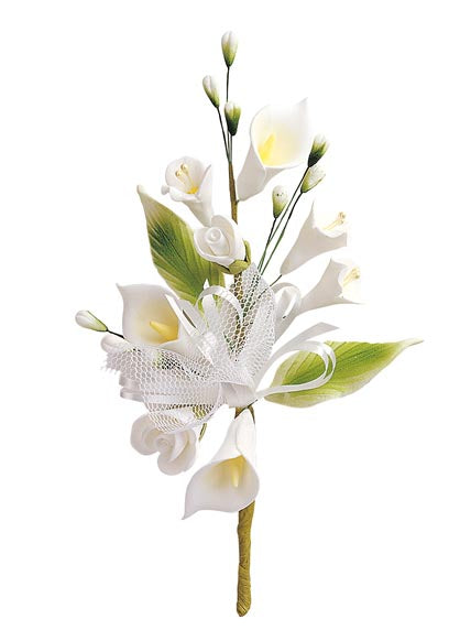 BOUQUET DÉCORATION SUCRE ASSORTIMENT FLEURS BLANCHES 15 CM