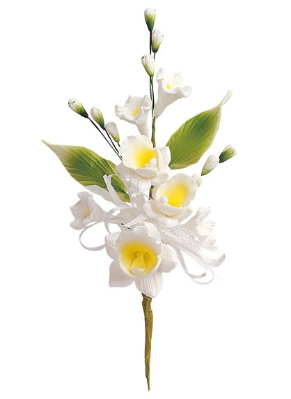 RAMO DECORACION AZUCAR SURTIDO FLROES BLANCAS B3 15CM ALAMBR