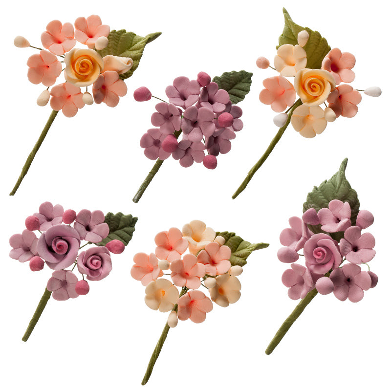 MINI RAMO DE FLORES DE AÇUCAR PASTEL&VIOLETA