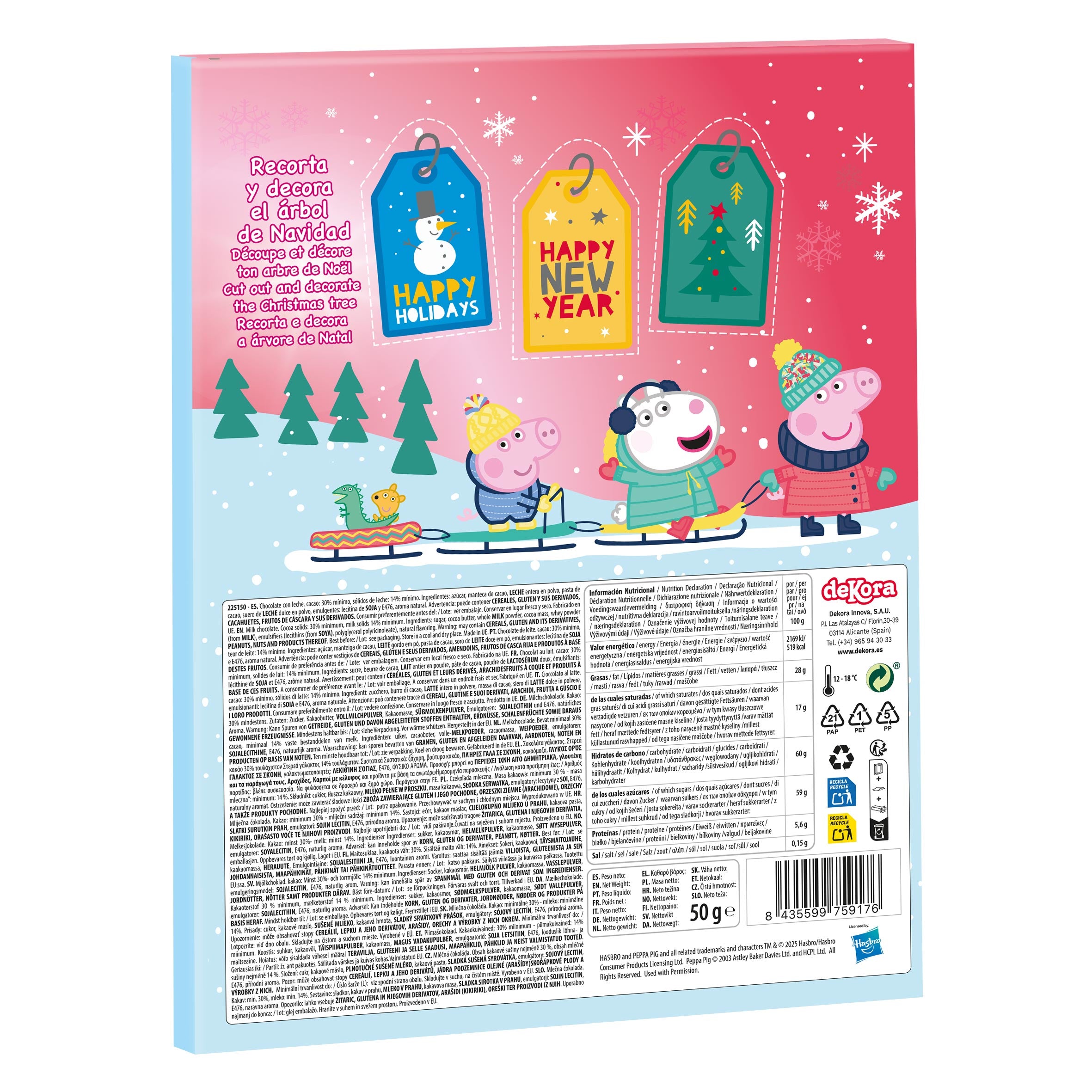 CALENDÁRIO DE ADVENTO PEPPA PIG COM CHOCOLATE 50GR