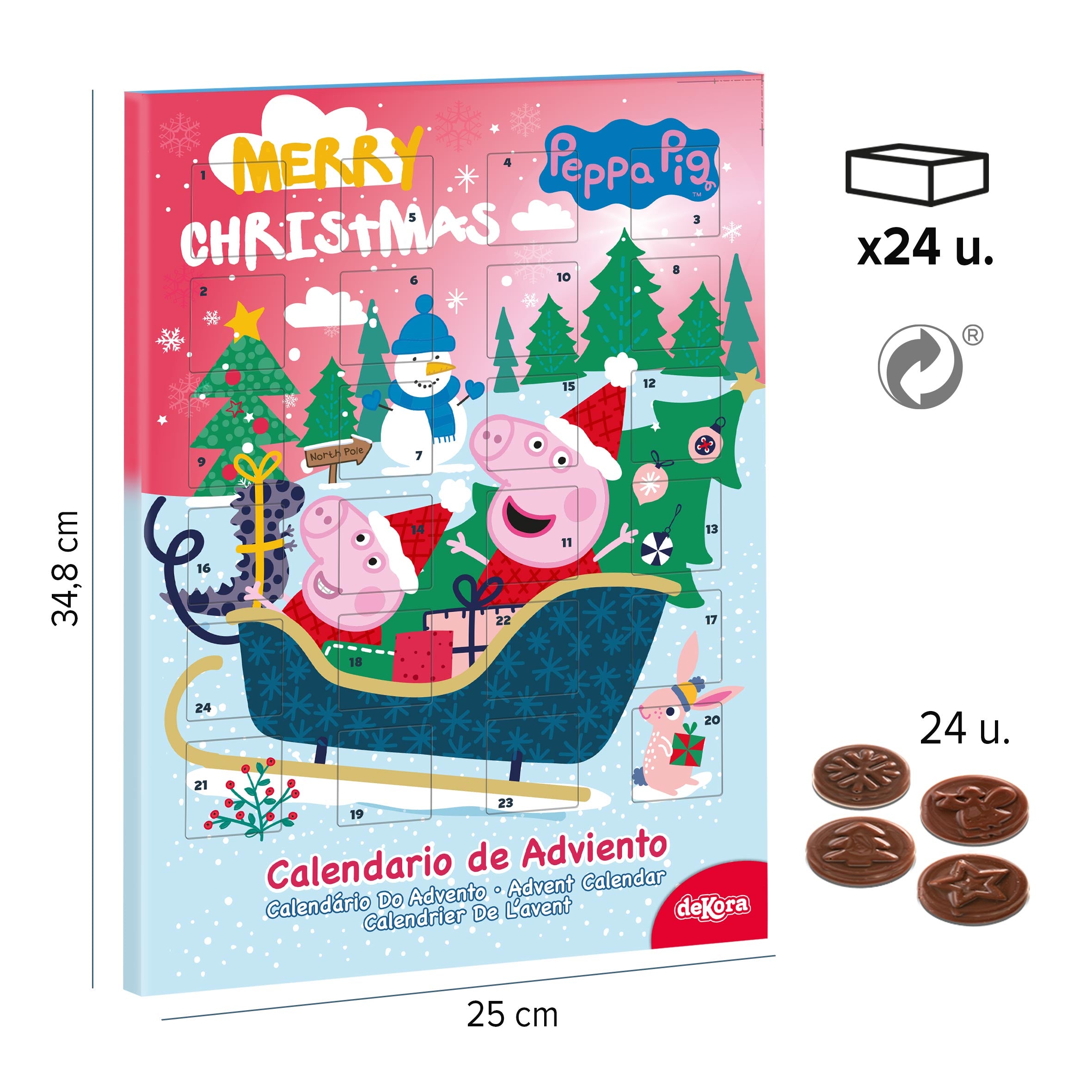 CALENDÁRIO DE ADVENTO PEPPA PIG COM CHOCOLATE 50GR