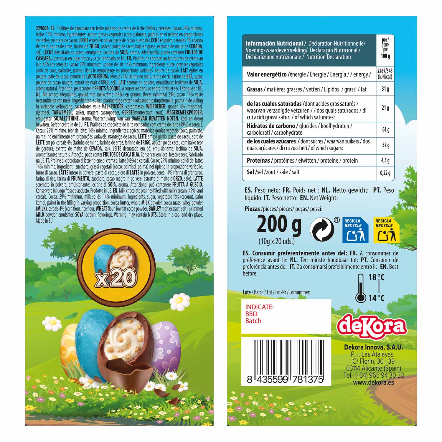CACCIA DI PASQUA UOVA DI CIOCCOLATO 200GR