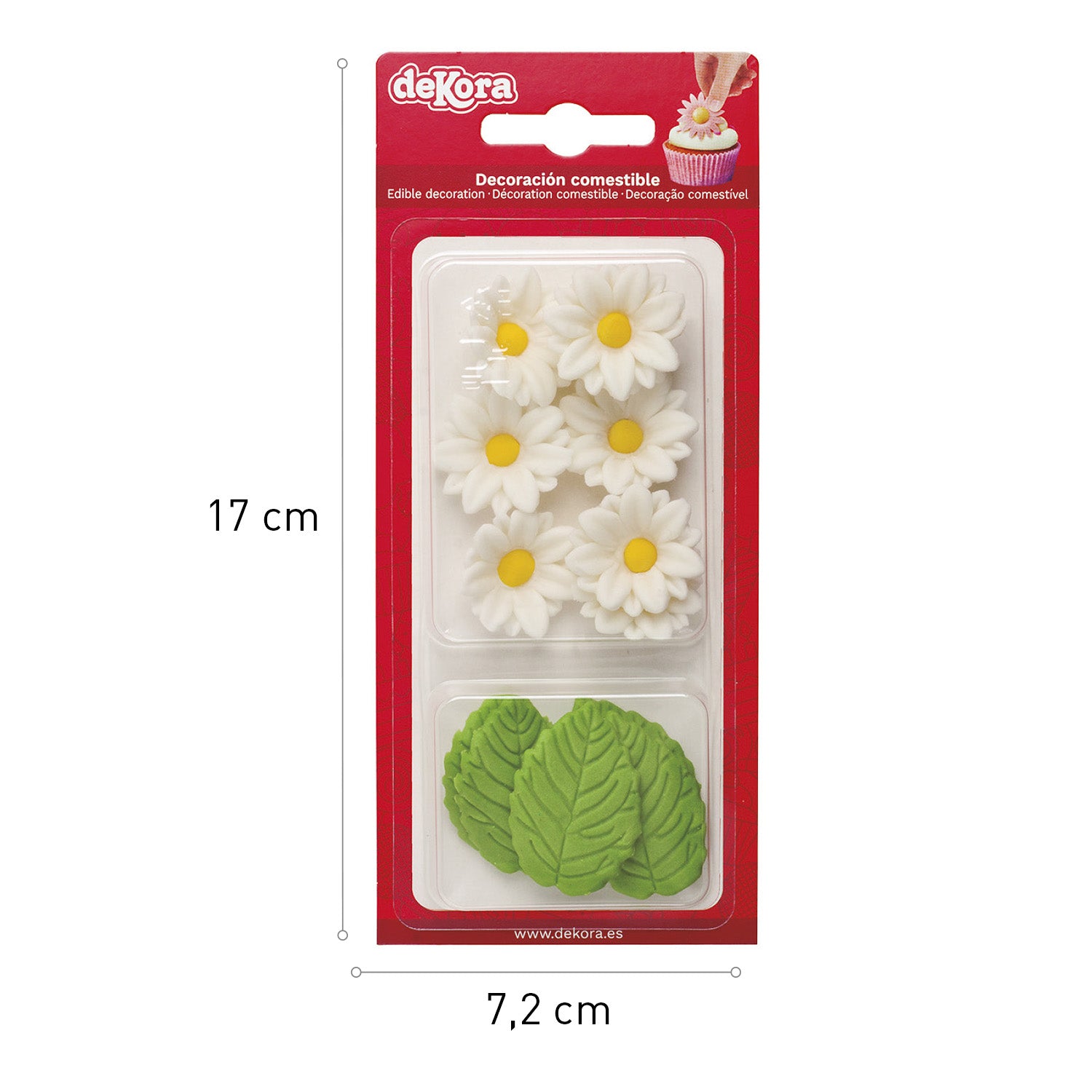 BLÍSTER AZÚCAR 7 MARGARITAS BLANCAS Y 5 HOJAS VERDES