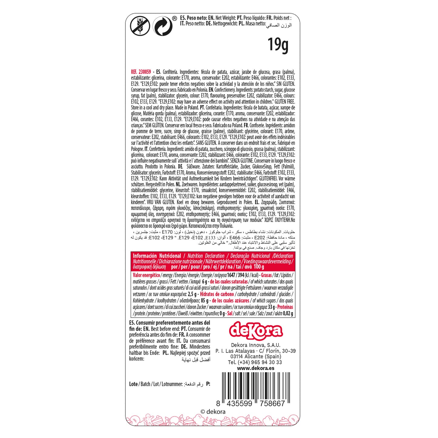 BLÍSTER AZÚCAR 7 MARGARITAS BLANCAS Y 7 AZULES