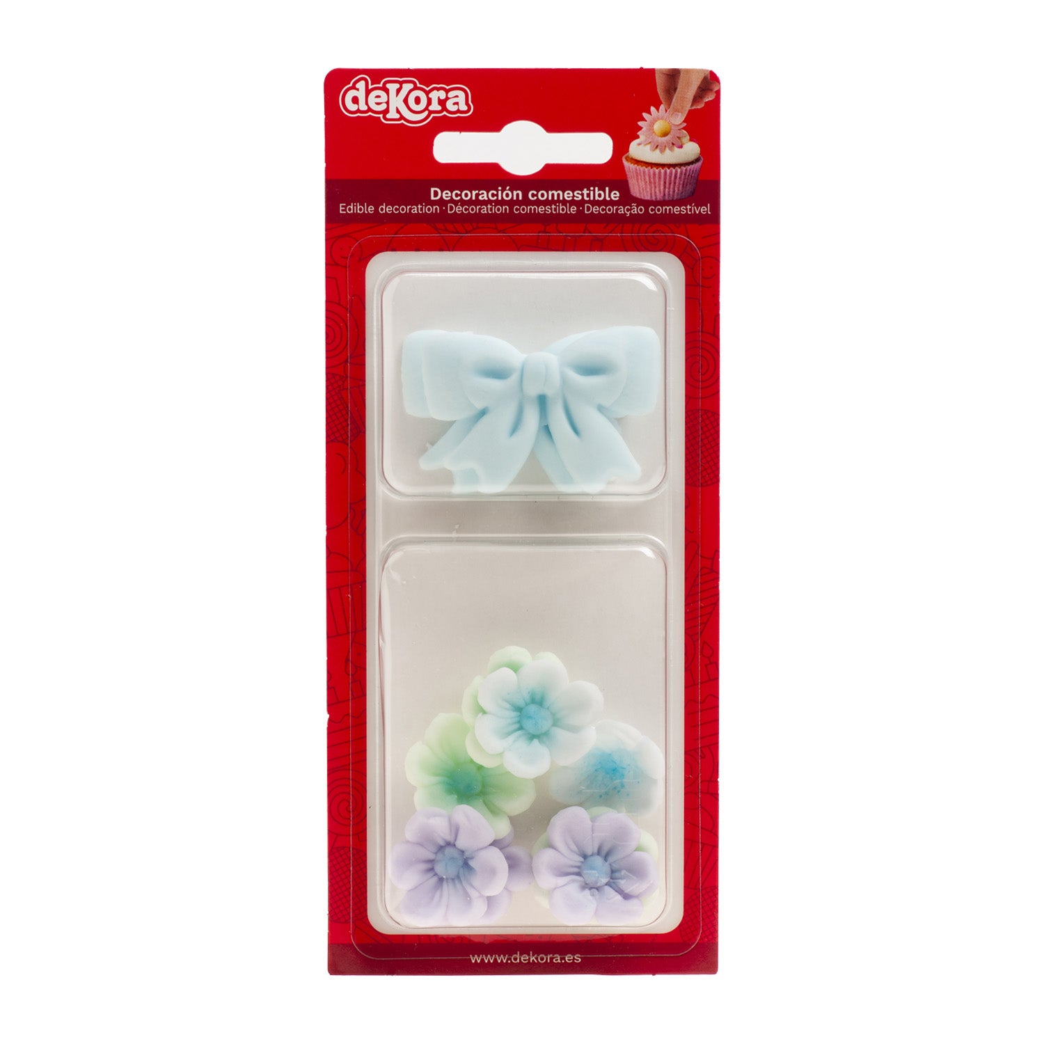 BLISTER DI ZUCCHERO NASTRO BLU CON FIORI