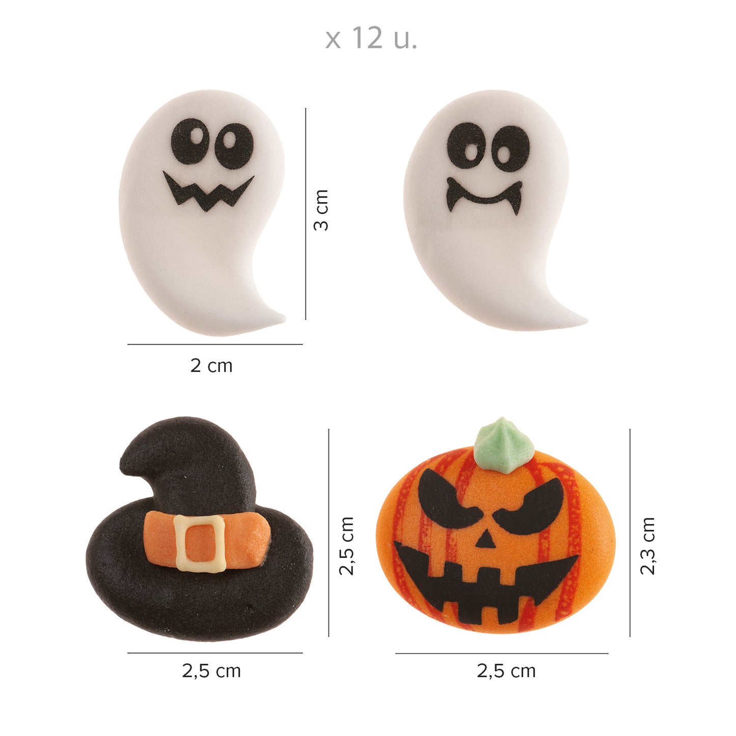 15 BLISTER AÇÚCAR 2D  FANTASMA, ABÓBORA E BRUXA