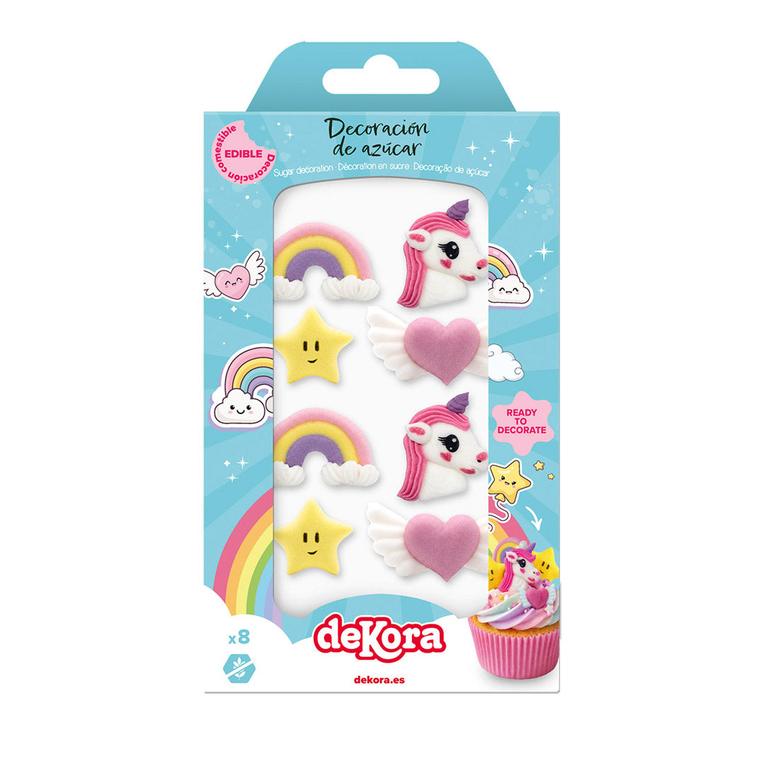 BLISTER DECORACION AZUCAR 2D UNICORNIO 8 UNIDADES