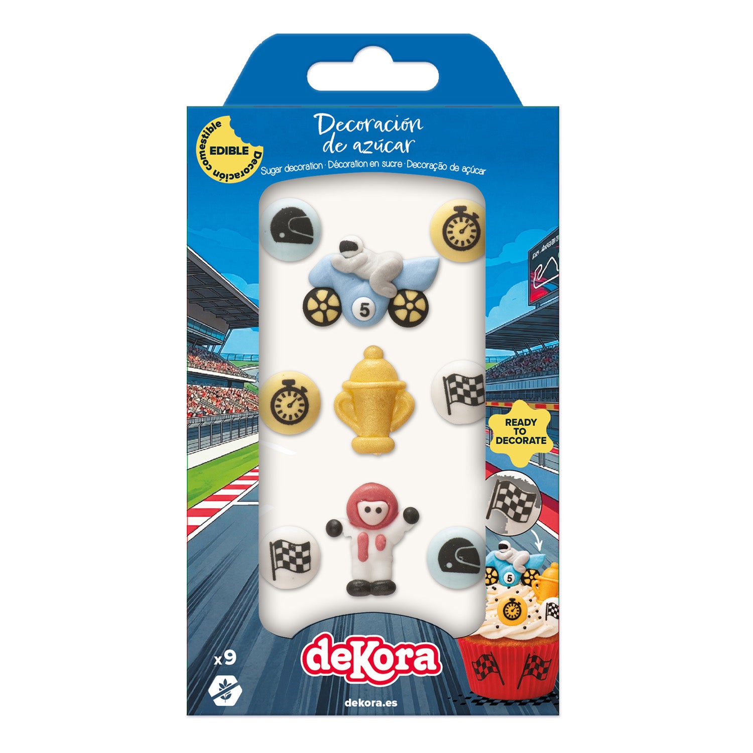 2D SUGAR DECORATION BLISTER CAR RACING 9 UNITS