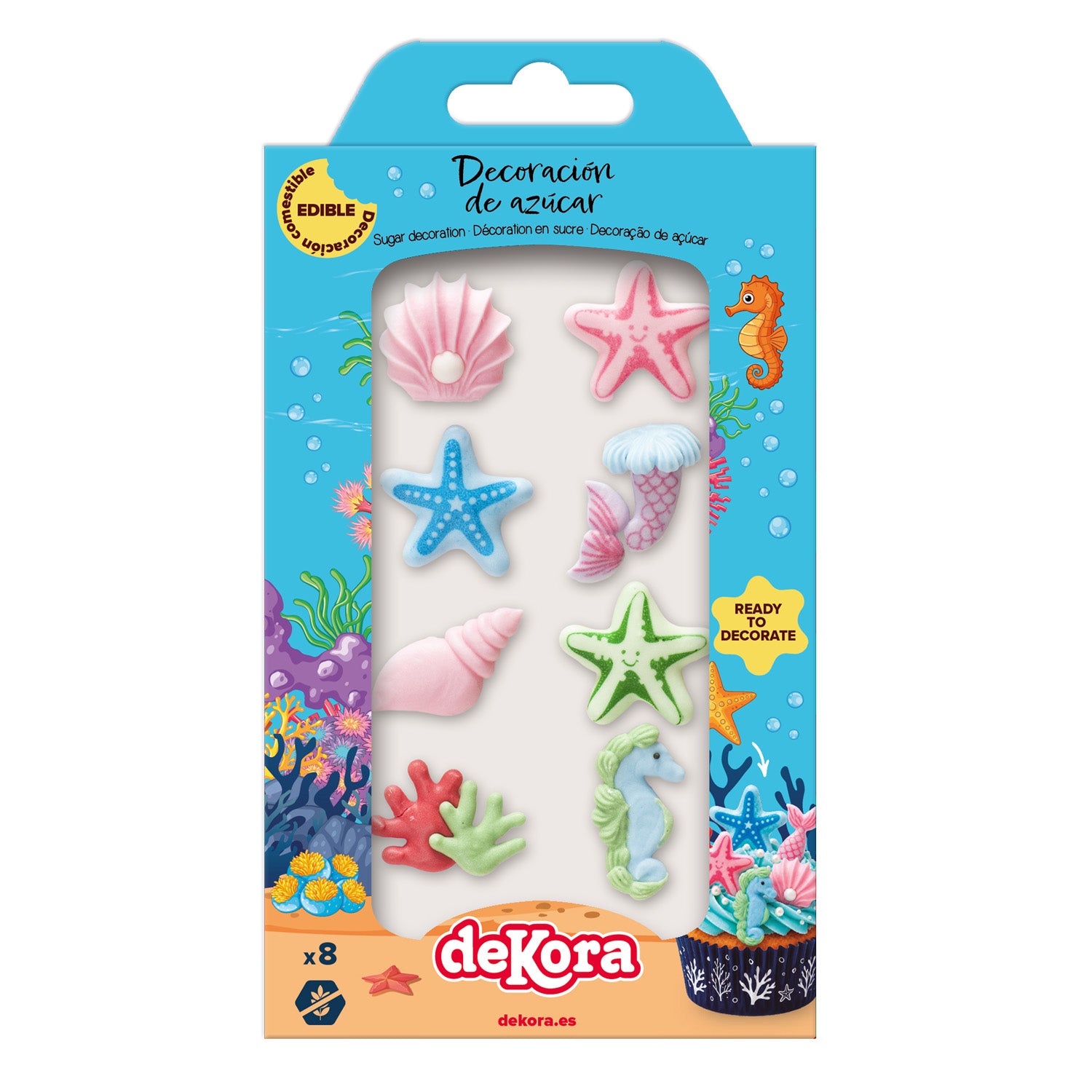 2D SUGAR DECORATION BLISTER MERMAIDS 8 UNITS