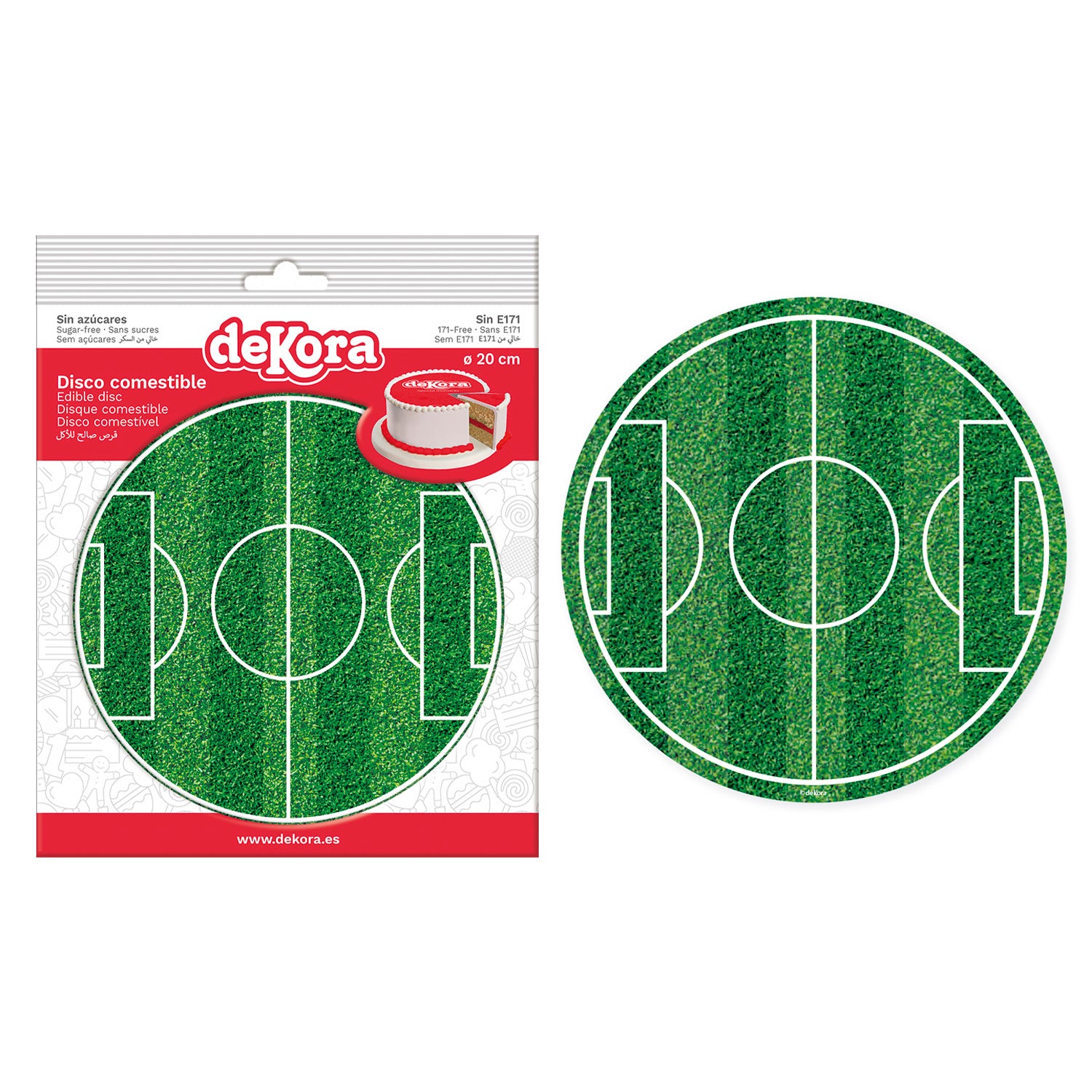 DISCO COMESTIBLE PARA TARTAS CAMPO FÚTBOL 20CM ZERO