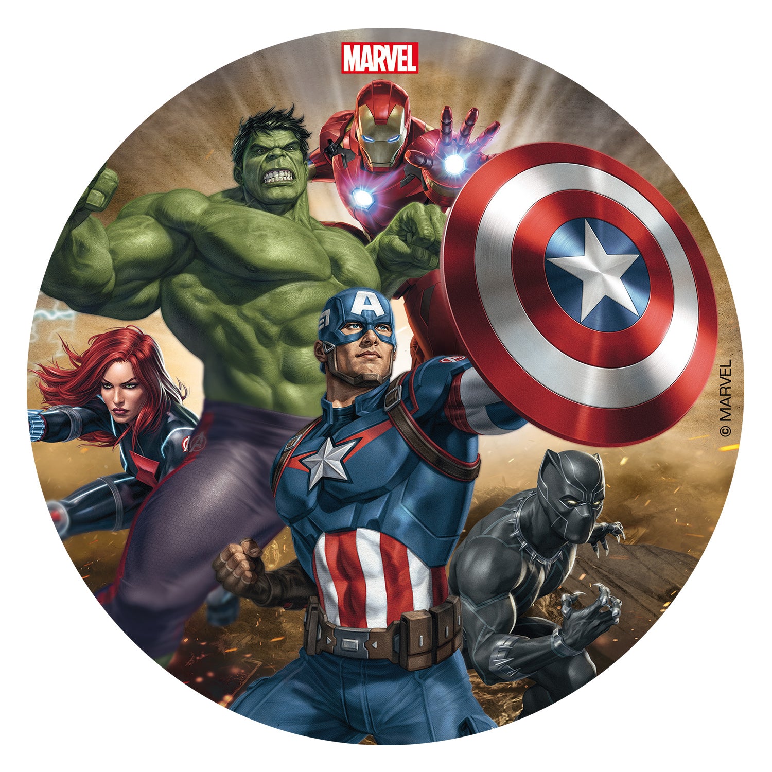 AVENGERS CAKE DECORATING EDIBLE DISC 16CM SUGAR FREE