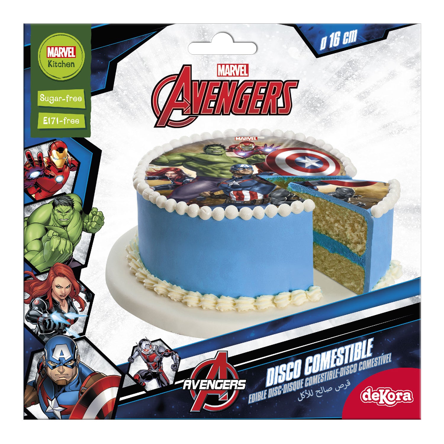 AVENGERS CAKE DECORATING EDIBLE DISC 16CM SUGAR FREE