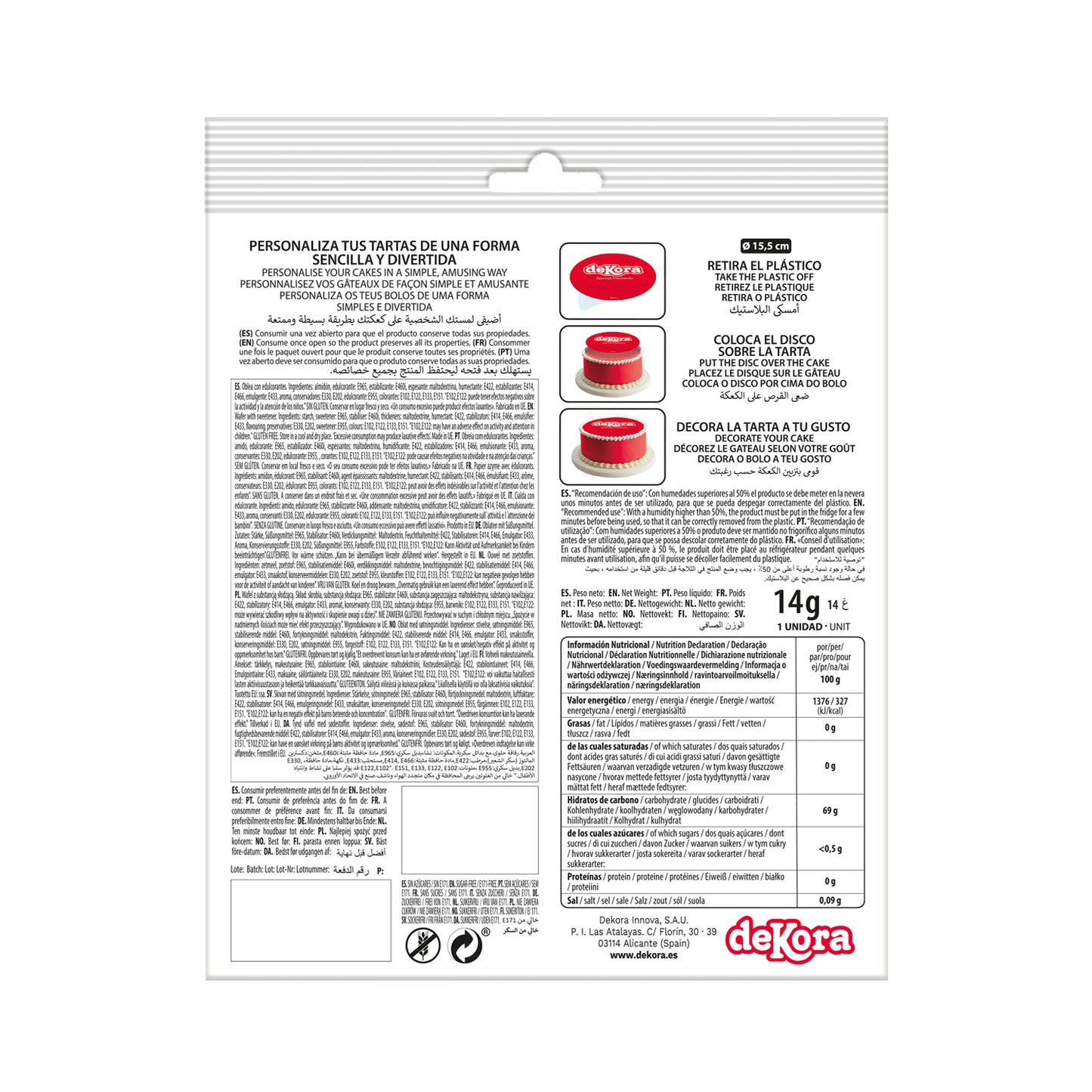 DISCO COMMESTIBLE TORTA PRINCESAS ZERO 15,5CM