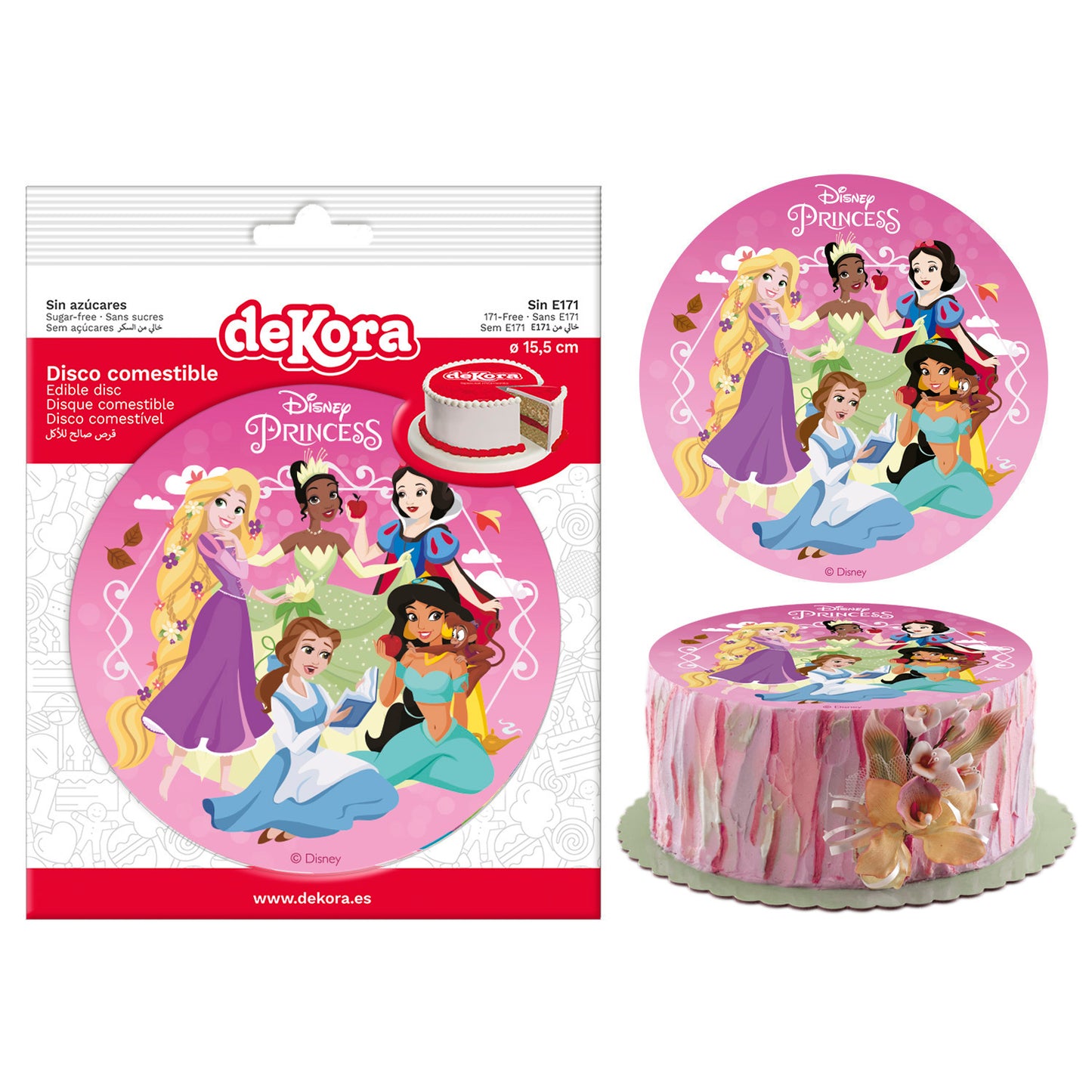 DISCO COMMESTIBLE TORTA PRINCESAS ZERO 15,5CM
