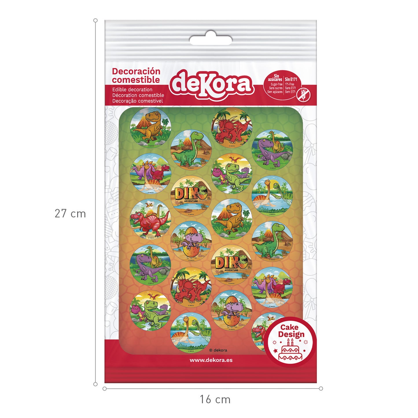 MINI DISCOS COMESTIBLES DINOSAURIOS Ø 3,4CM ZERO A5