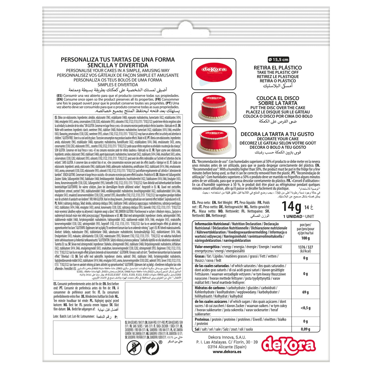 FROZEN CAKE DECORATING EDIBLE DISK ZERO Ø 15,5CM