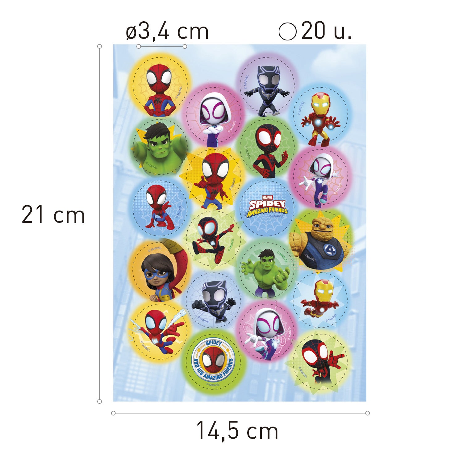 SPIDEY EDIBLE MINI DISCS Ø 3,4CM ZERO A5