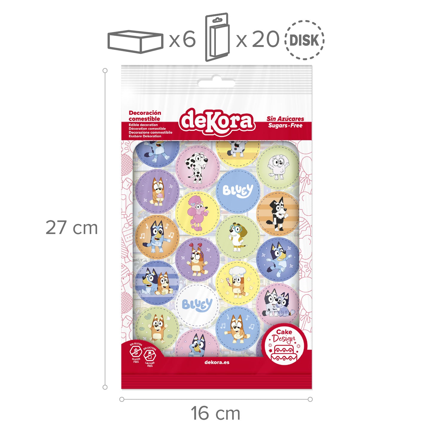 MINI DISCOS COMESTIBLES BLUEY Y BINGO Ø 3,4CM ZERO A5