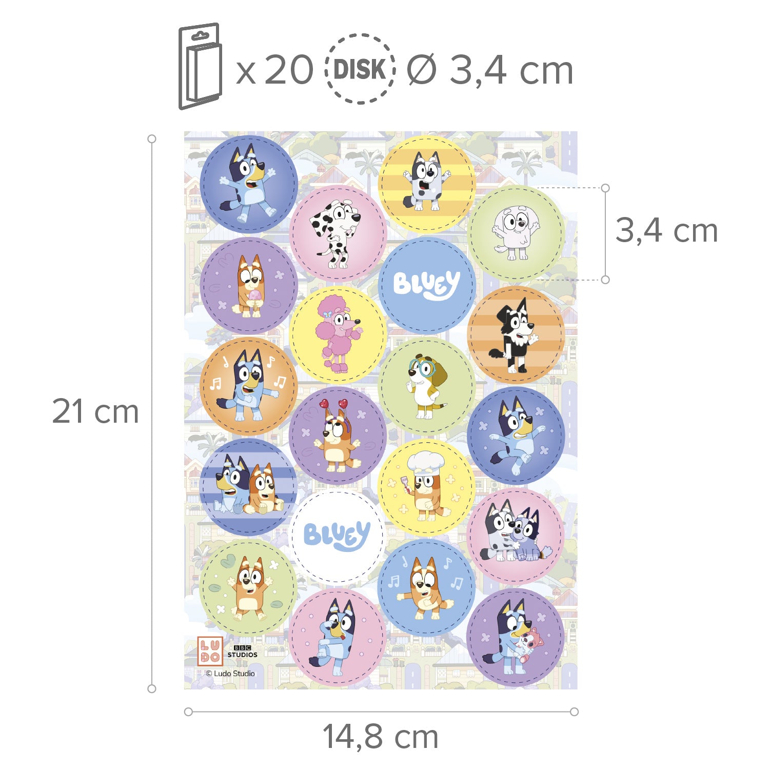 MINI DISCHI COMMESTIBILI BLUEY E BINGO Ø 3,4CM ZERO A5