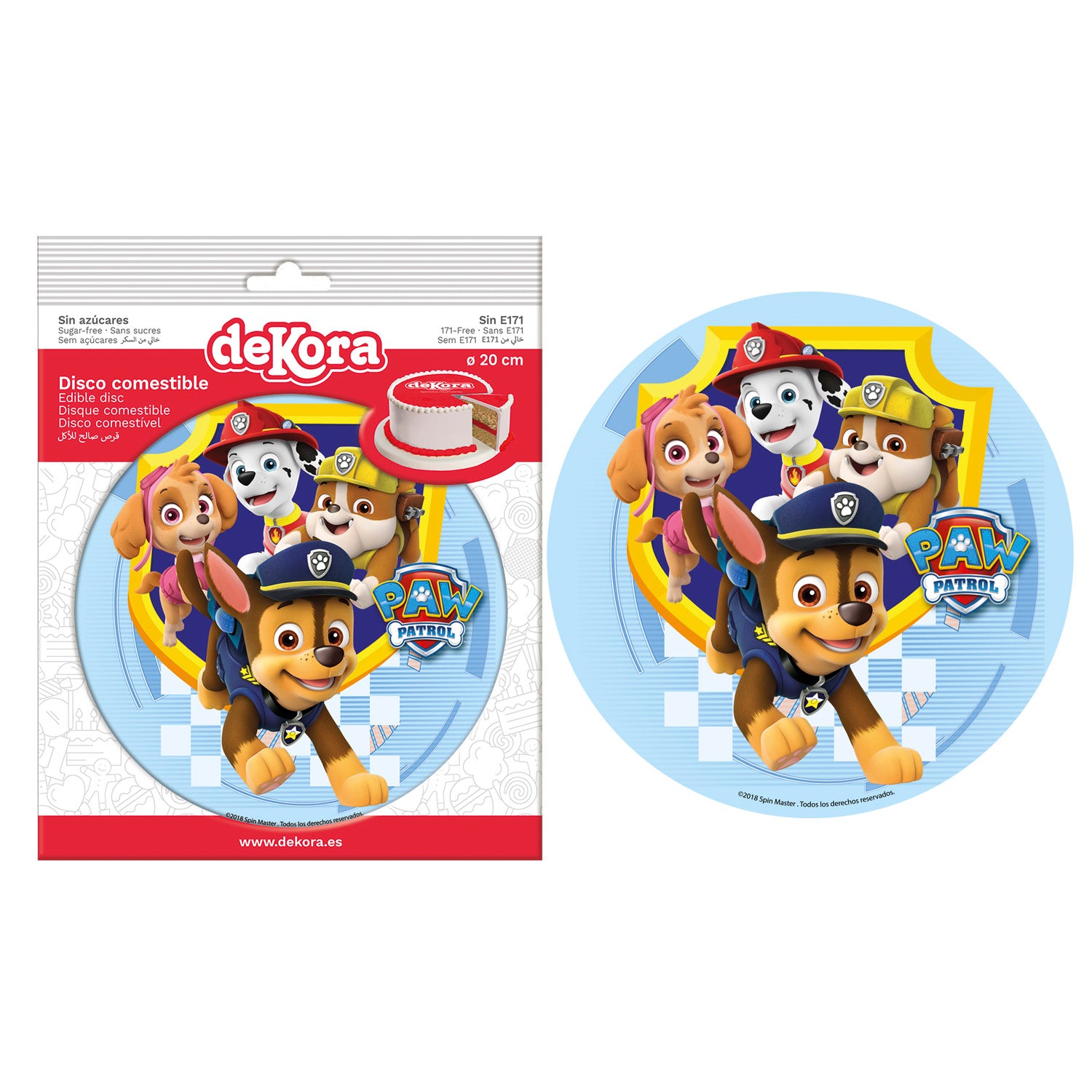 DISCO COMESTÍVEL PARA BOLOS PATRULHA PATA 20CM