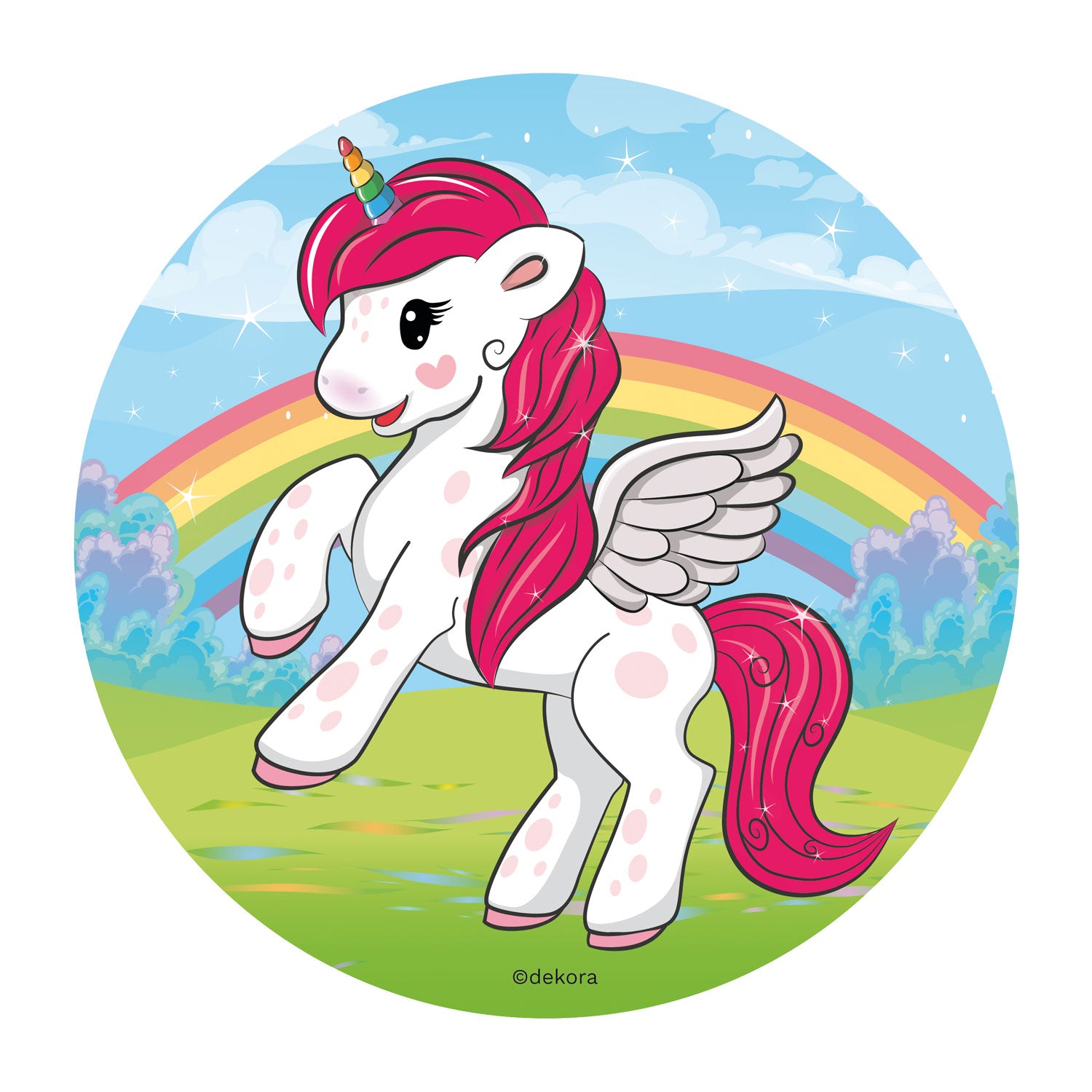 6 EDIBLE CAKE DECORATING DISCS UNICORN 20 CM