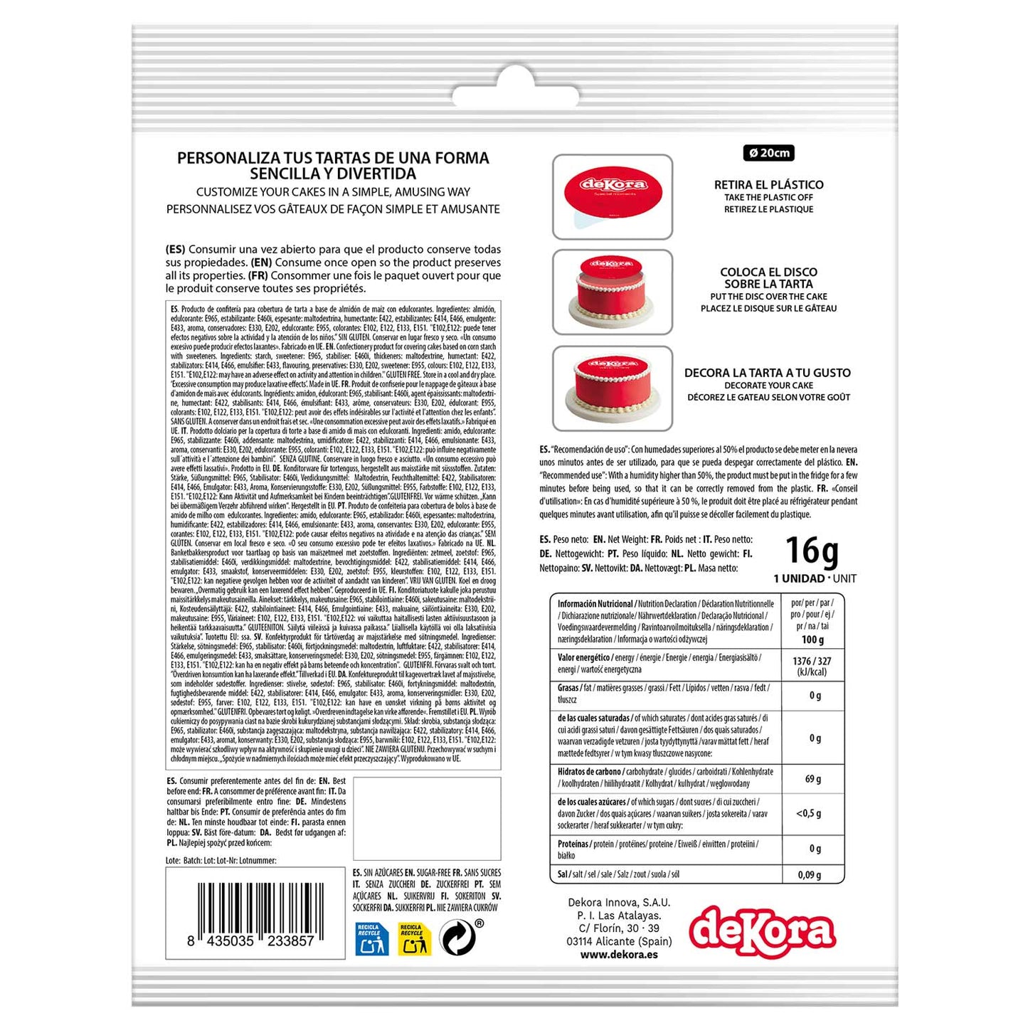 6 DISCOS COMESTIBLES PARA TARTAS UNICORNIO 20 CM