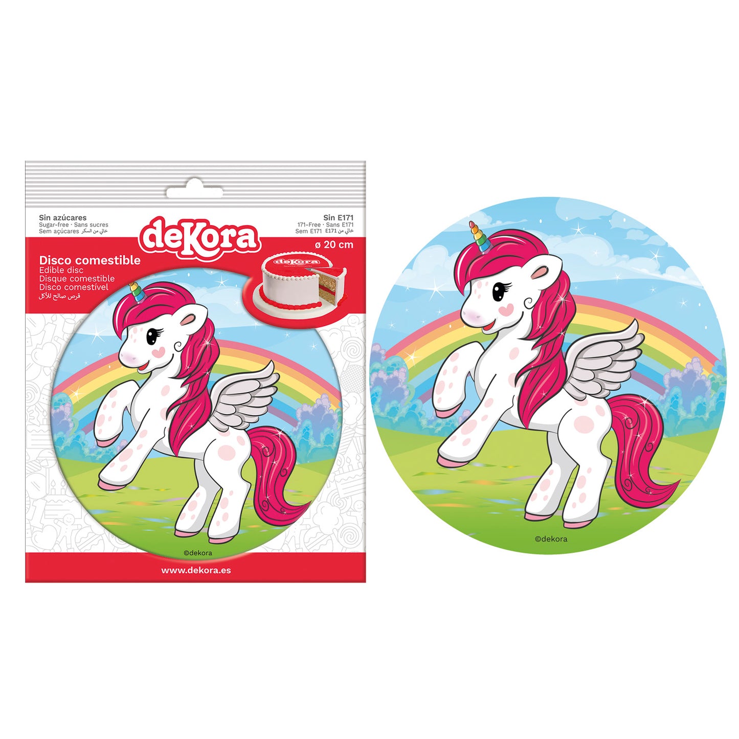 6 DISCOS COMESTIBLES PARA TARTAS UNICORNIO 20 CM