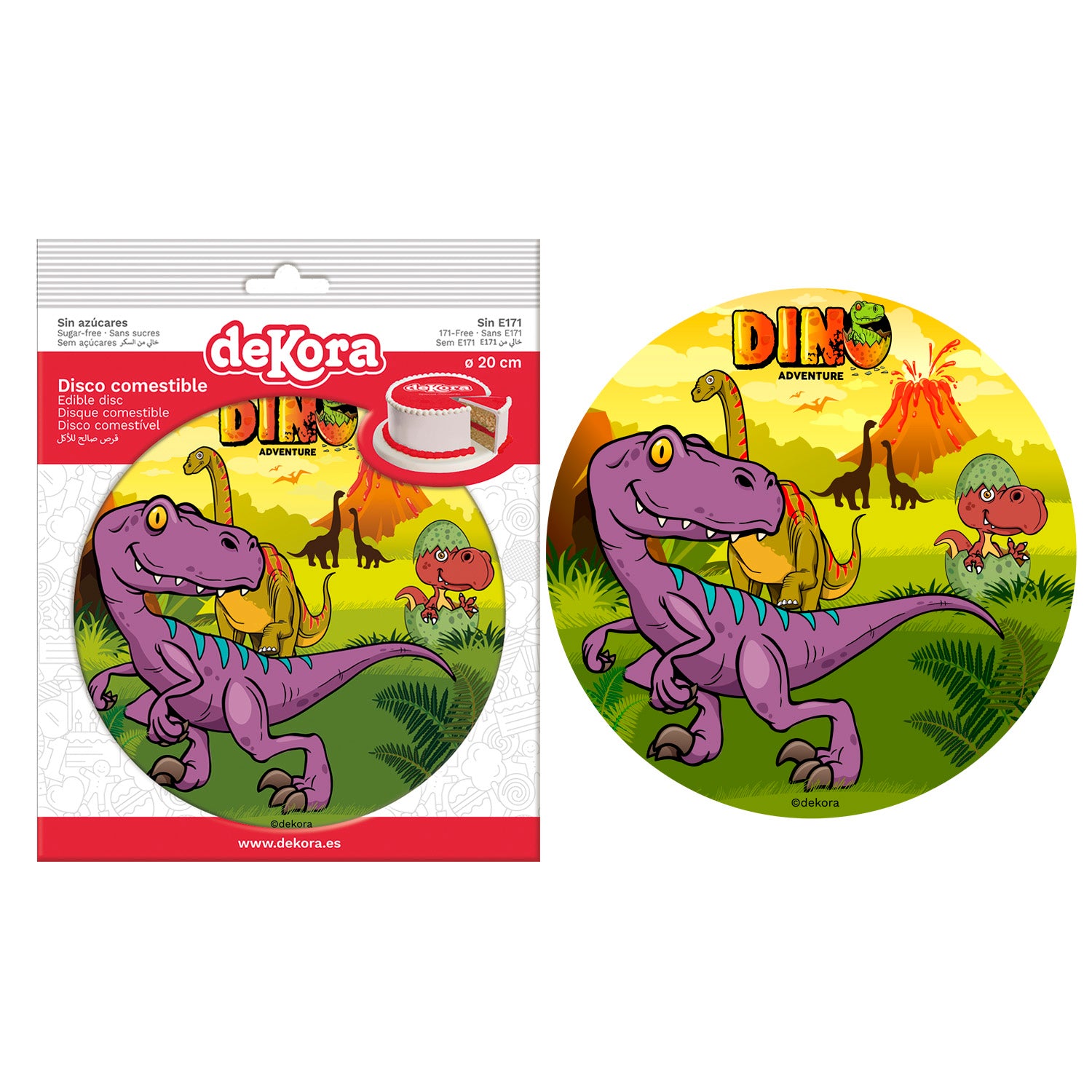 DISCO COMESTIBLE TARTA DINOSAURIO Ø 20CM ZERO