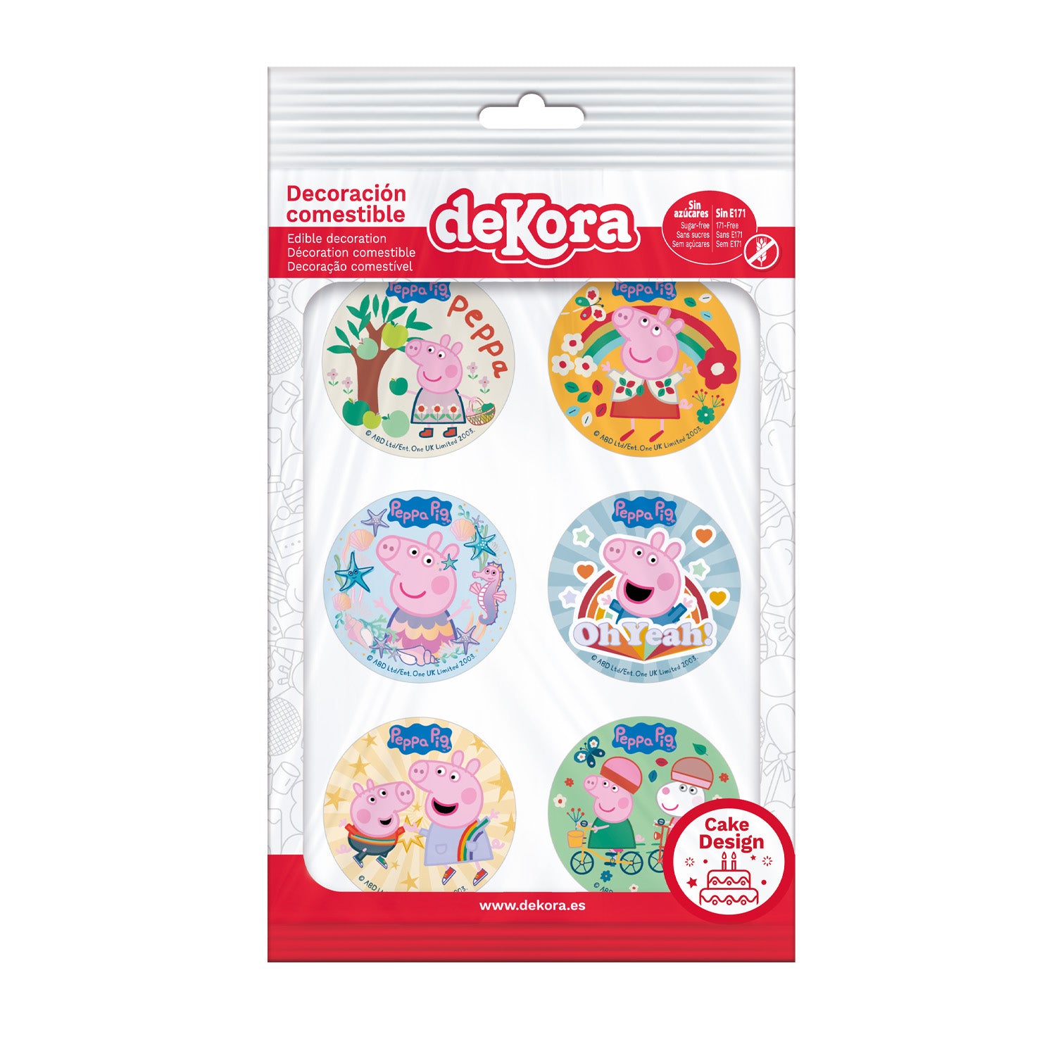 MIX DISCOS COMESTIBLES PEPPA PIG ZERO 6U Ø 5,8CM